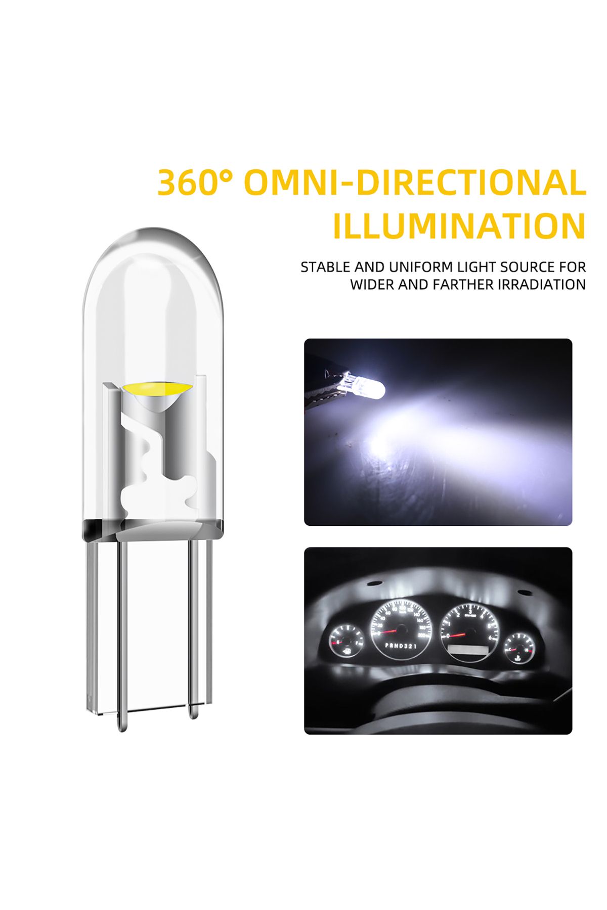 Choice-T5 W3W LED Instrument Light W3W W1.2W LED Bulbs COB Chip Car Interior Lamp Wedge Dashboard Warmin... 4