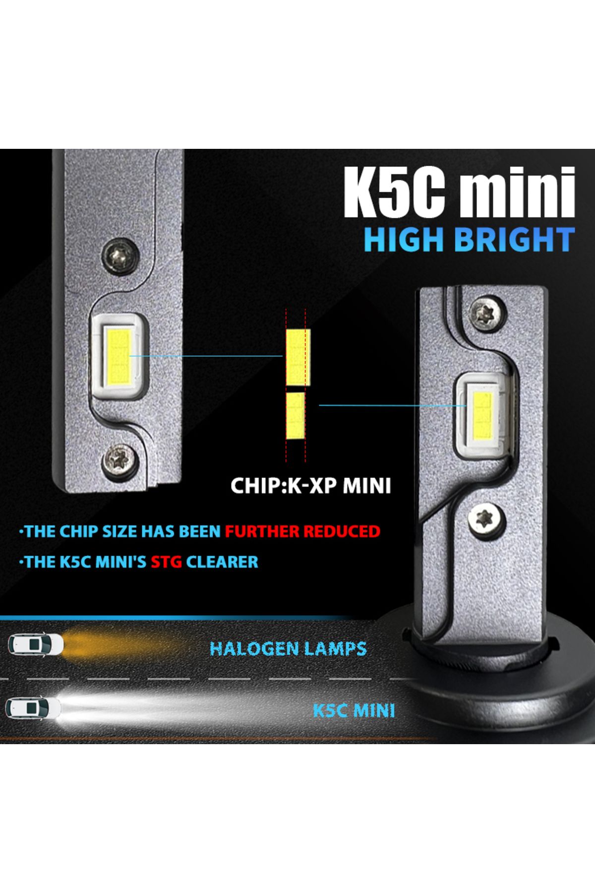 DAWN KNIGHT-H7 4300k Dawnknight K5c Mini 40w H7 H4 Long Life Version Led Headlight Bulb 4300k K6c Led Hb3 H11 La 2
