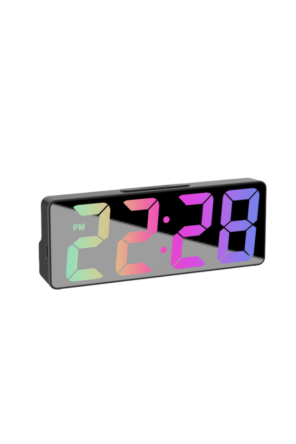 Choice-Black Colorful Voice Control Digital Alarm Clock Temperature Date 2 Alarm Snooze Night Mode Table Cl 1