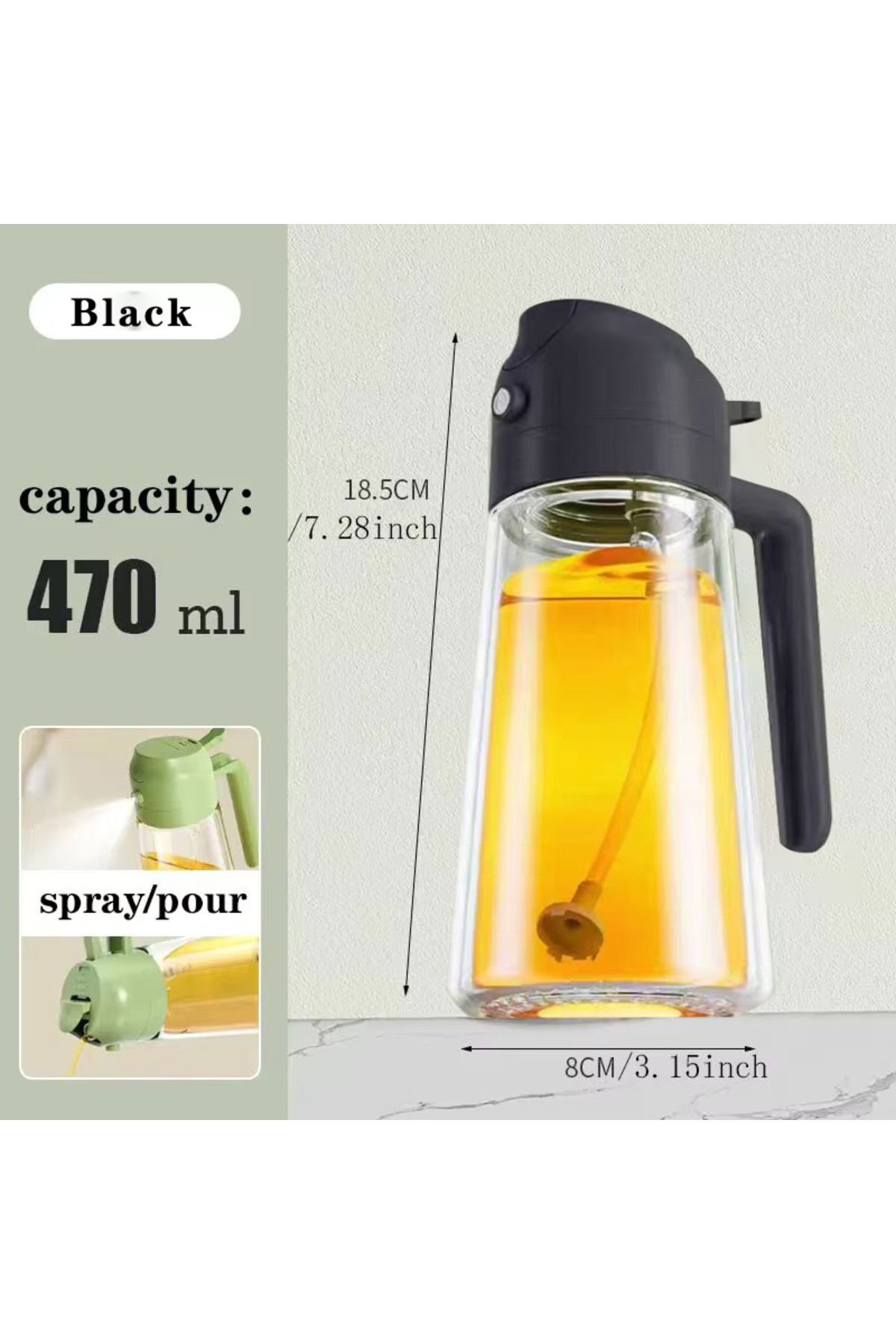 Choice-black Dual purpose kitchen oil spray can leakproof oil can glass spray bottle kitchen household 1