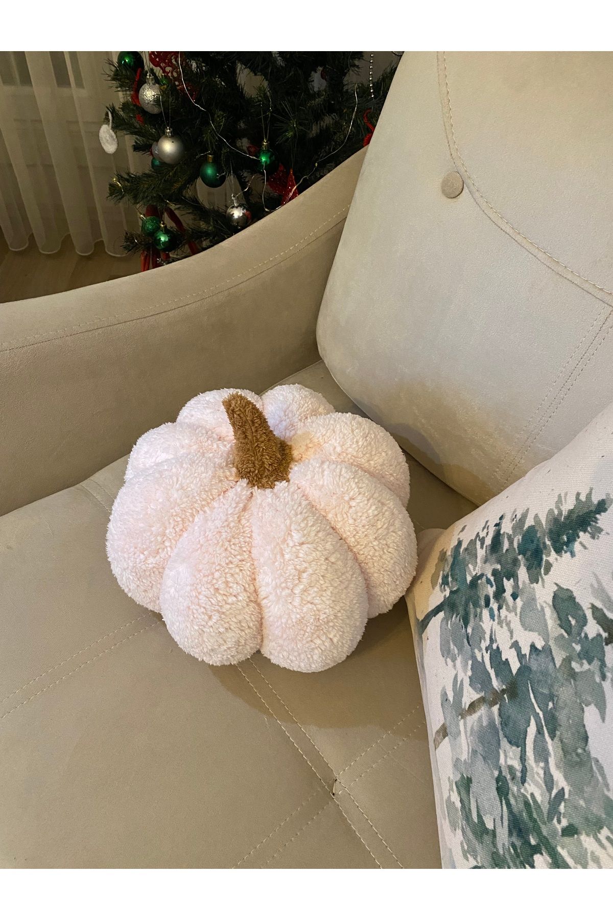 Eska Accessory Balkabağı kırlent yastık dekoratif pumpkins teddy peluş toz pembe renk tasarım yastık