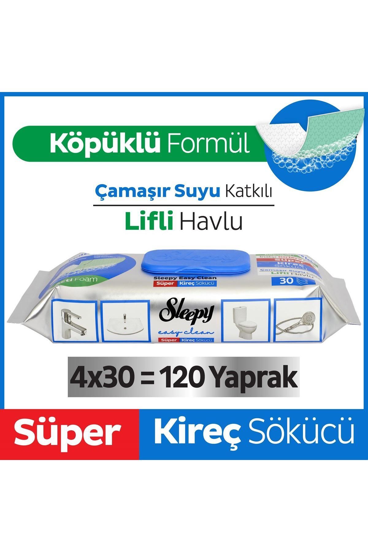 Sleepy Easy Clean Süper Kireç Sökücü Havlu 4X30 (120 Yaprak)