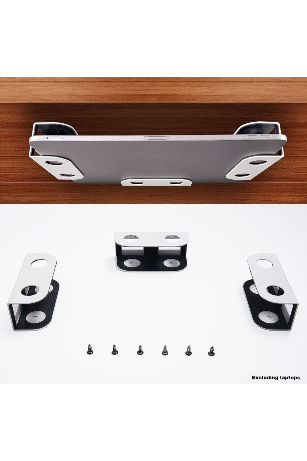 Choice-White Under Desk Laptop Mount, Metal Under Desk Shelf Holder For Laptop, Mac Mini, Macbook, Keyboard 1