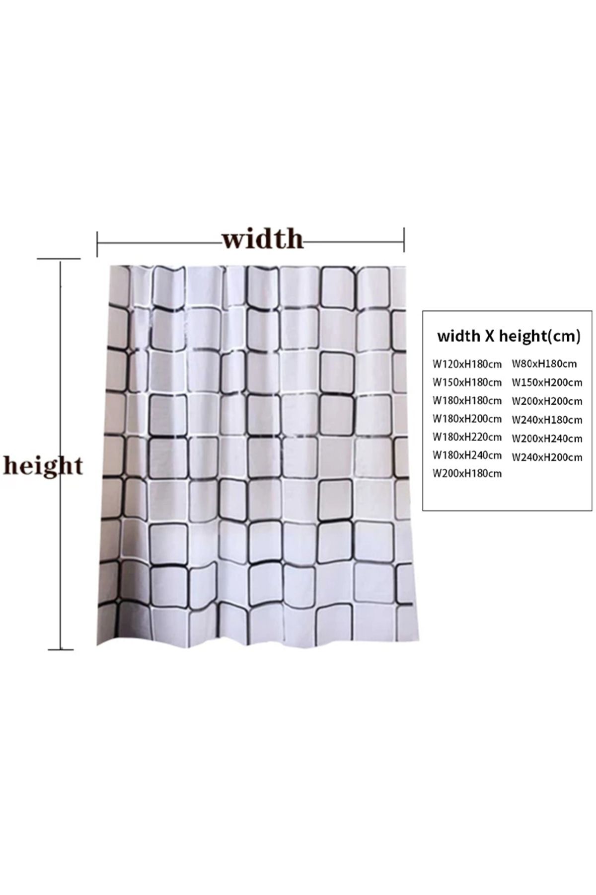 Choice-W150xH180cm Waterproof Shower Curtain Mildew Proof Durable Bathroom Screens With Hook Modern Printed 6