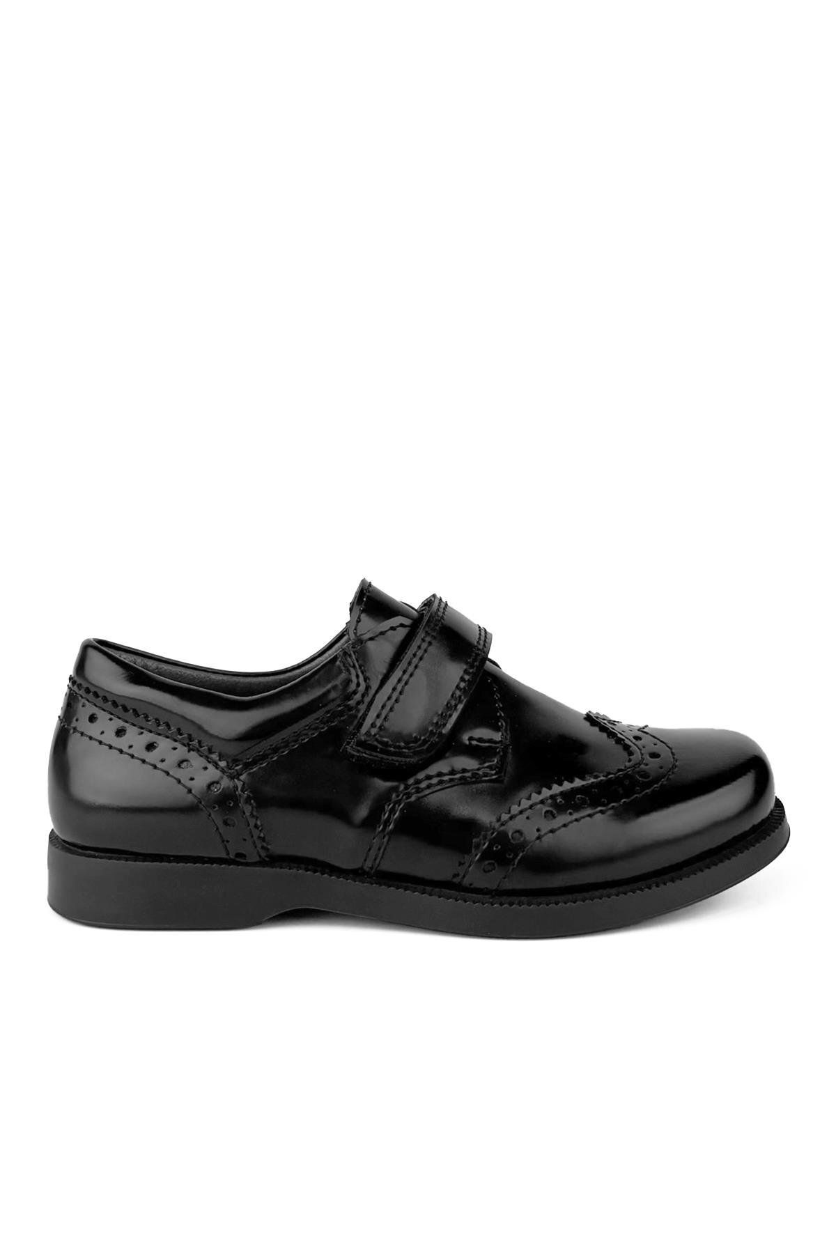 Cici Bebe Ayakkabı-Patent Leather Boys' School Shoes - Velcro and Black 1