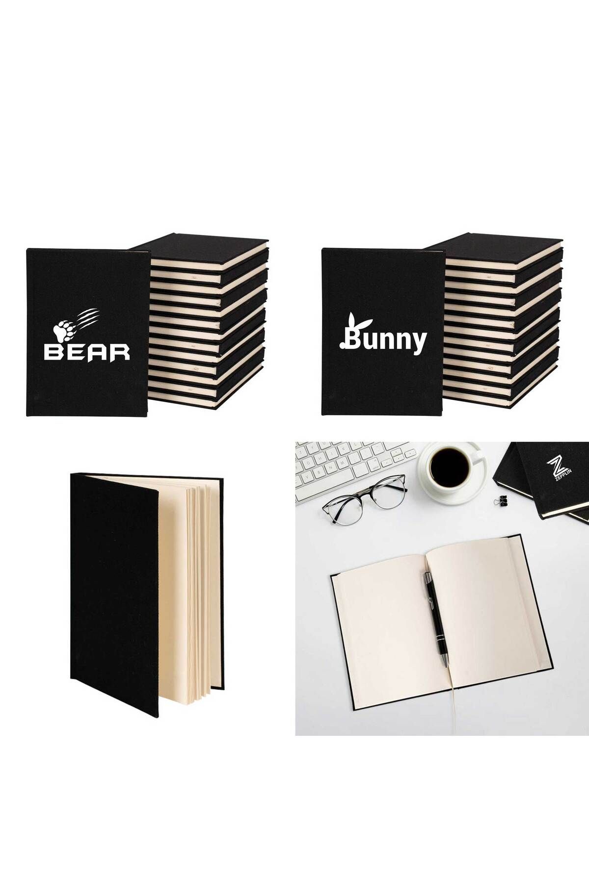 Z zepplin Bear Bunny Sevgili Çift Kanvas Defter