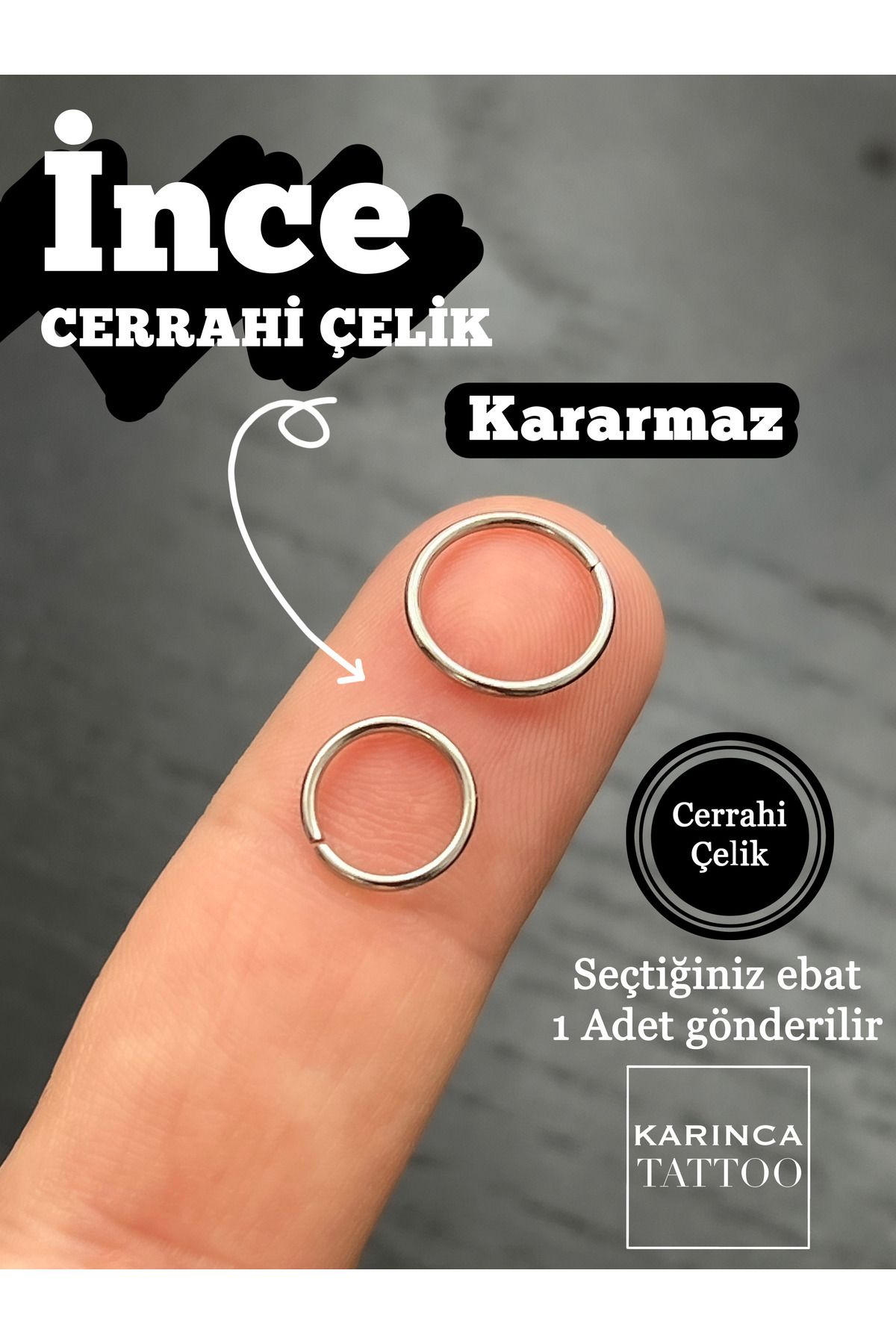 Karınca Piercing-Thin Ear Nose Full Ring Piercing (Ant Tattoo) 3