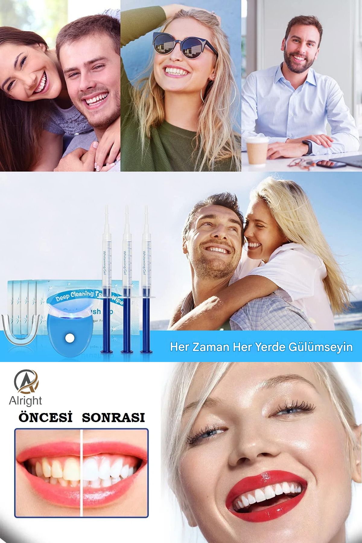 Alright Yeni Nesil 3 Adet Şırıngalı Diş Beyazlatma Cihazı Diş Beyazlatma Seti (teeth whitening)