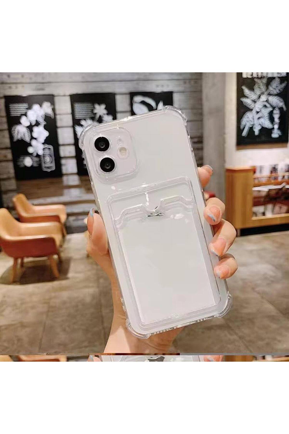 STOREMAX cmllashop GİYİM & AKSESUAR Iphone 12 (6.1) Uyumlu Lüx Kartlıklı Şeffaf Telefon Kılıfı (ŞEF