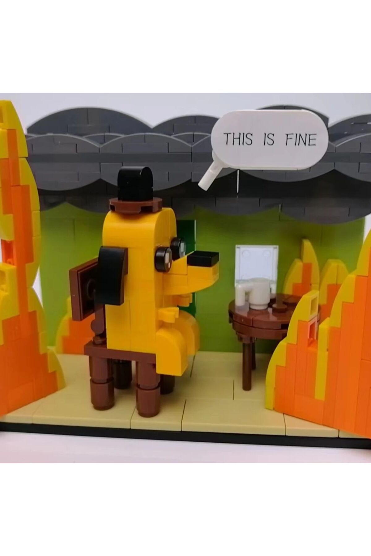 Choice-Paper Instruction No Box 299pc Moc This Is Fine Dog Building Block Kit Cartoon Fire Meme Vignette Ho 5