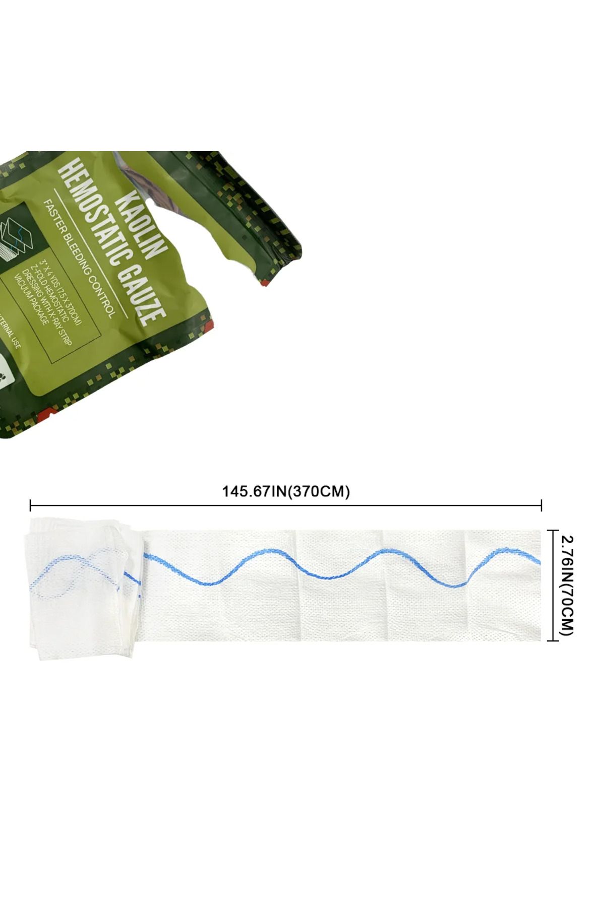 Choice-7.5x 370cm Hemostatic Kaolin Gauze Combat Emergency Trauma Z-fold Soluble For Ifak Tactical First Ai 4
