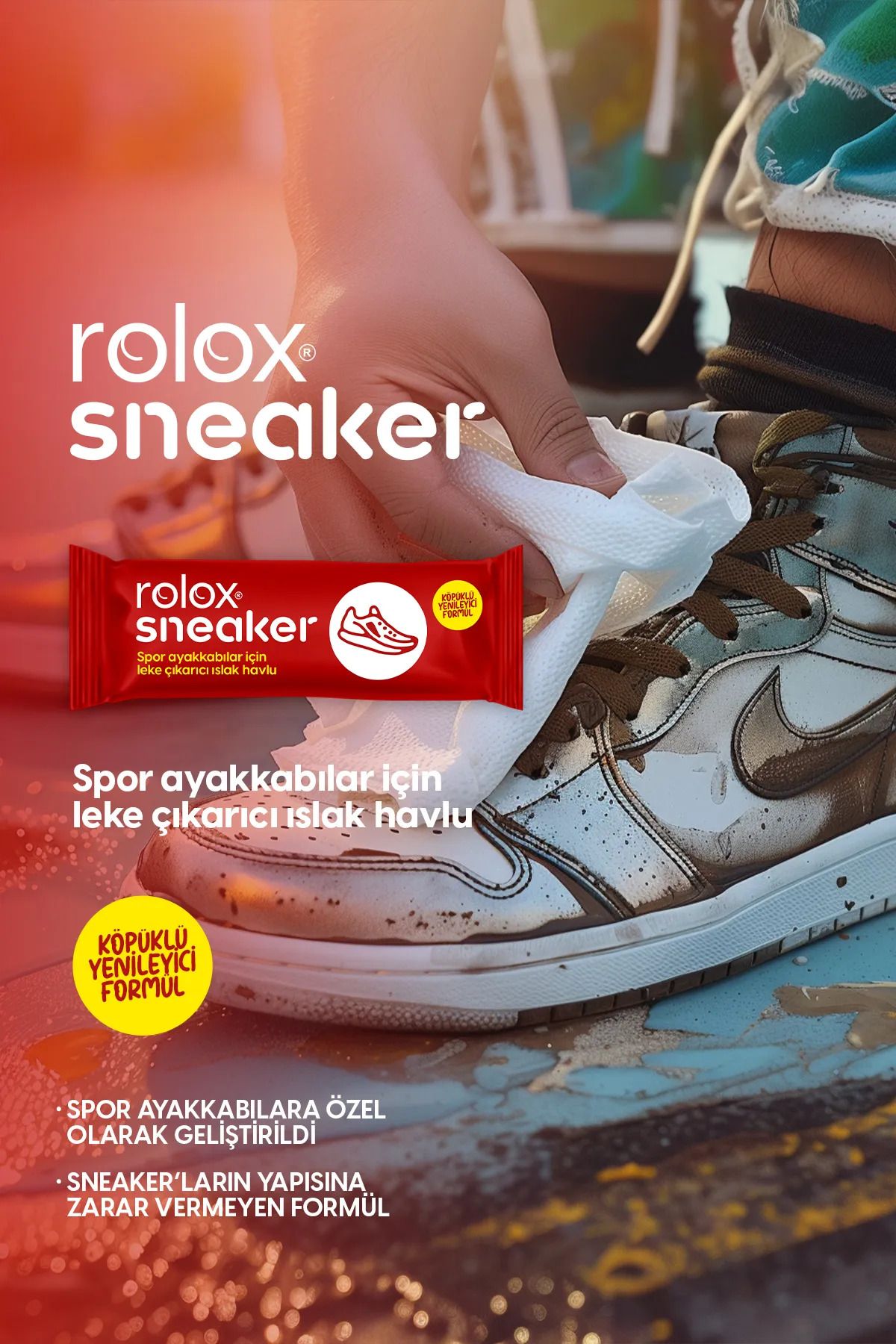 Rolox Sneaker - 100 Paket - Spor Ayakkabılar Için Leke Çıkarıcı Islak Havlu