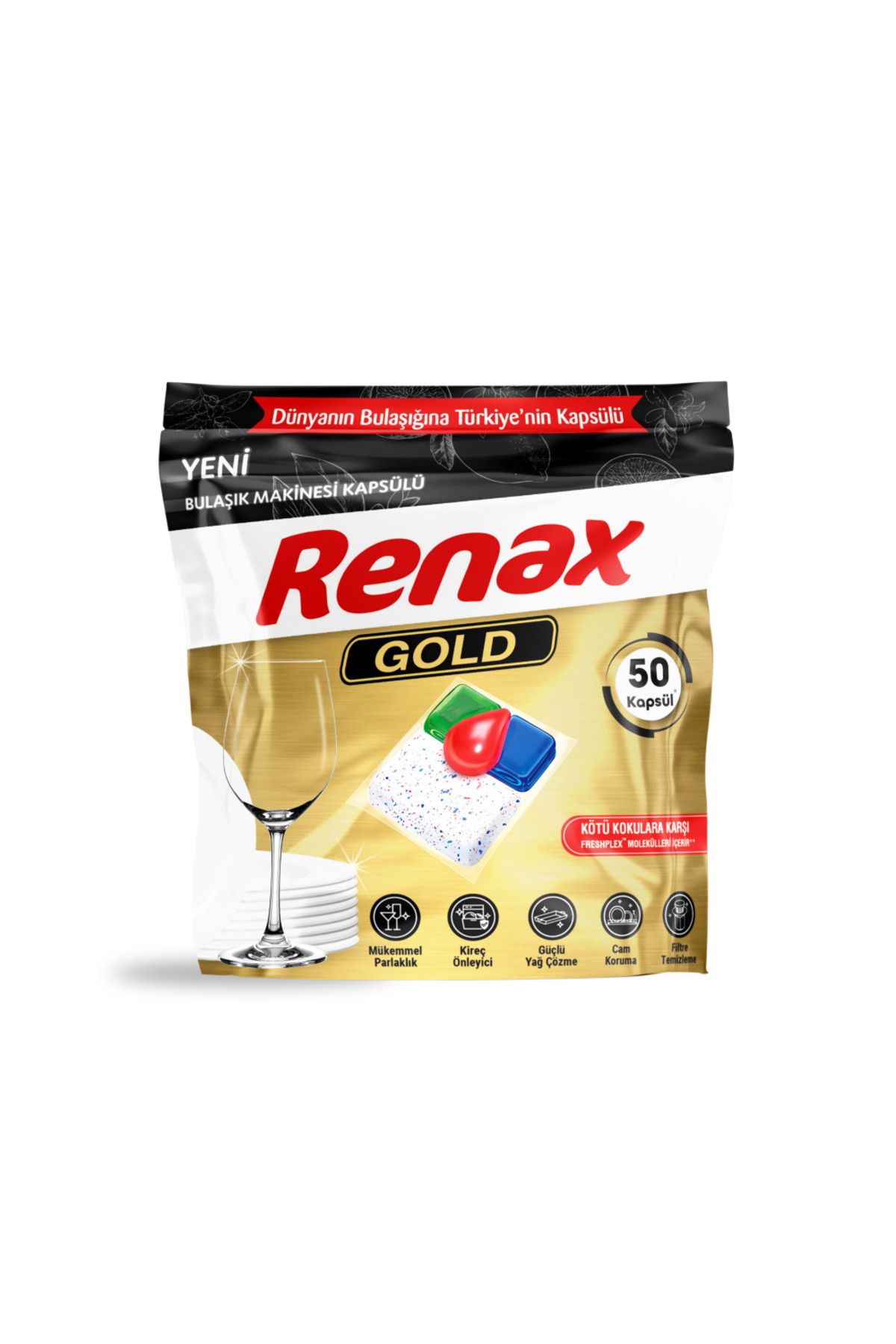 RENAX Gold Bulaşık Makinesi Kapsülü Hepsi Bir Arada 50 Li