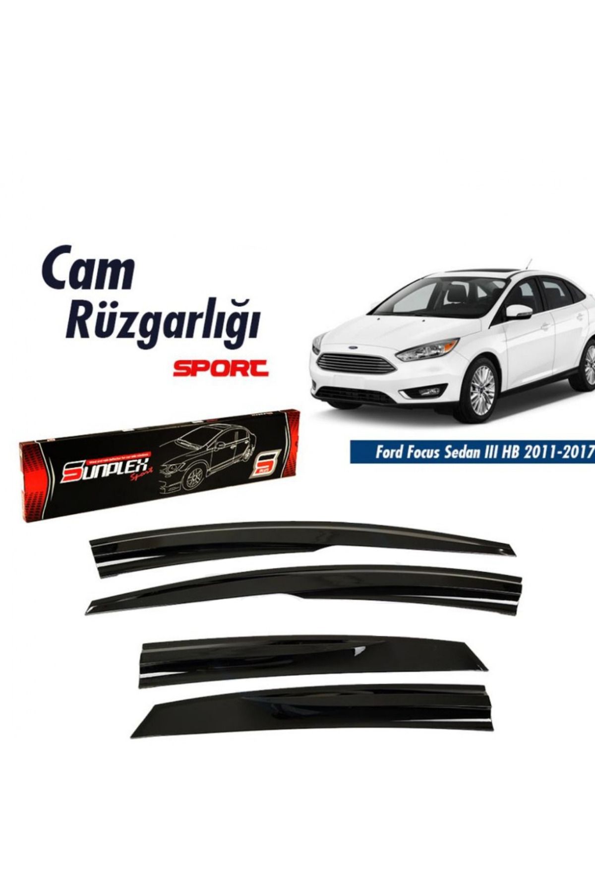 caralp SUNPLEX Ford Focus 3 Hb/Sedan 2011-2017 Spor Cam Rüzgarlığı 4 Parça