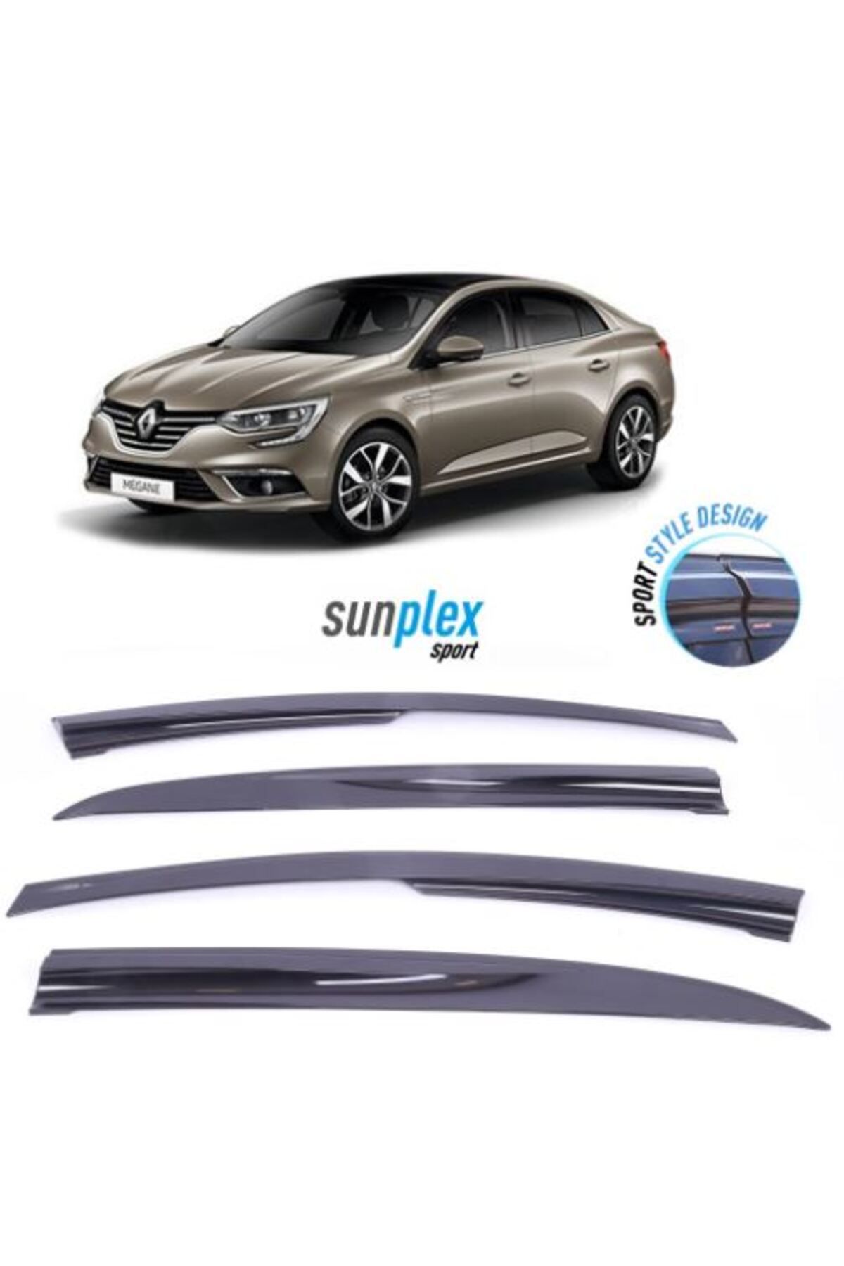 caralp SUNPLEX Renault Megane 4 Sedan 2016 ve Üzeri Spor Cam Rüzgarlığı 4 Prç.