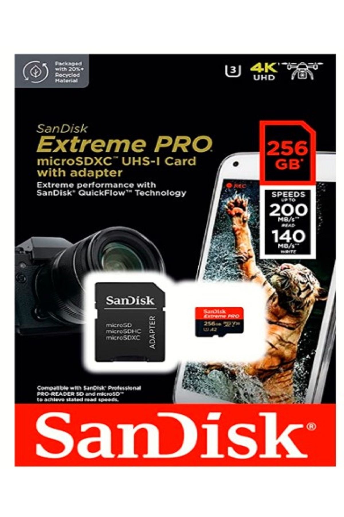 SanDisk 256GB Extreme Pro MicroSDXC Hafıza Kartı (200MB/s)