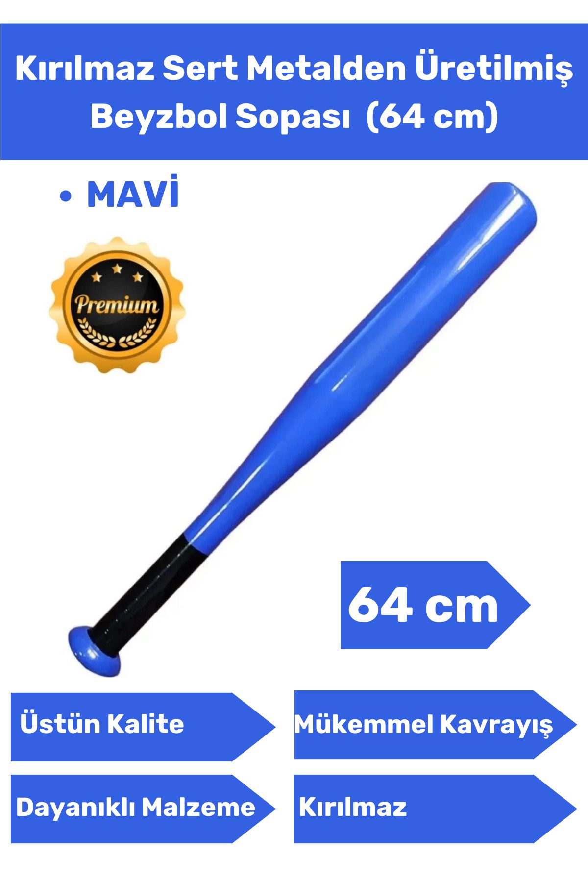 Genel Markalar Premium Özel Seri Kırılmaz Dayanıklı Kaliteli Metal Baseboll Beyzbol Sopası 64 Cm