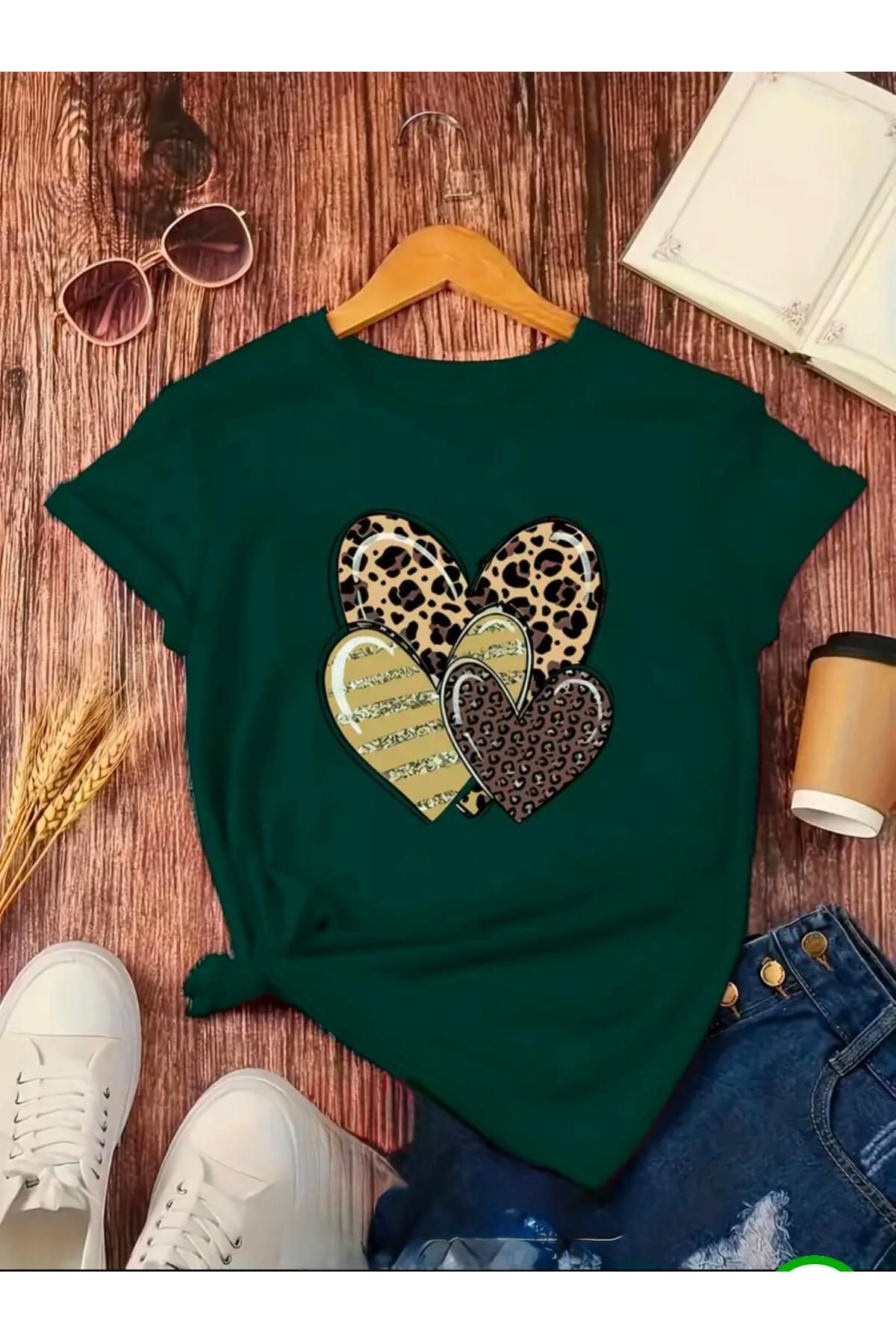 ModaSphere İÇ İÇE KALPLER BASKILI BASIC T-SHIRT