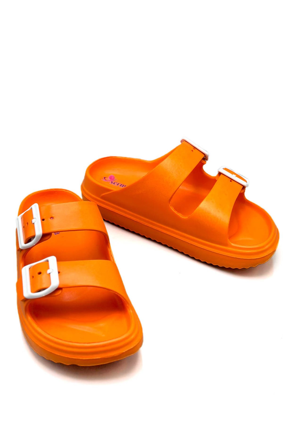 sermoda-Papuci portocalii Eva cu cataramă dublă de vară pentru plajă și piscină - lavoar 3