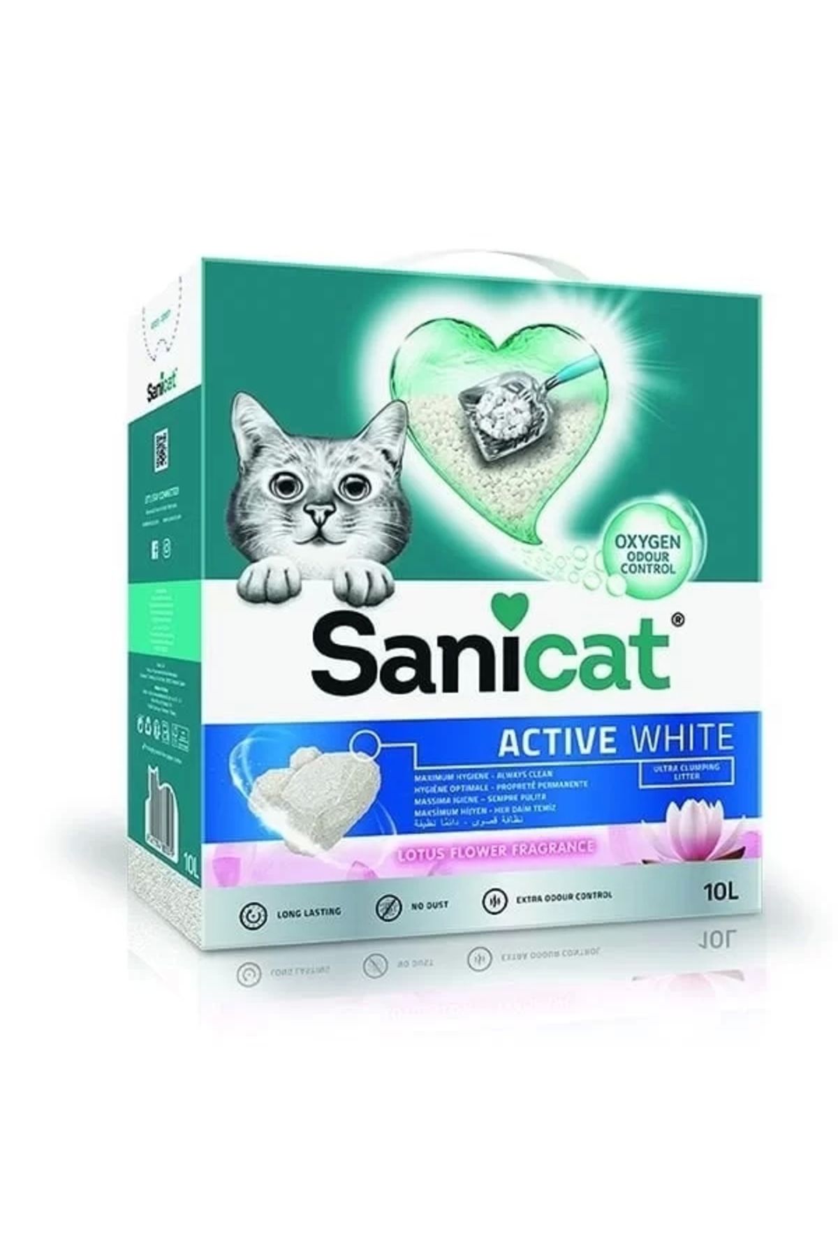 Sanicat Active White Lotus Çiçeği Kokulu Doğal Kedi Kumu 10 Lt