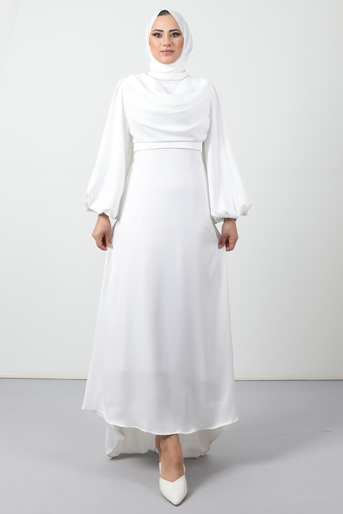 Tail Degage Dress White