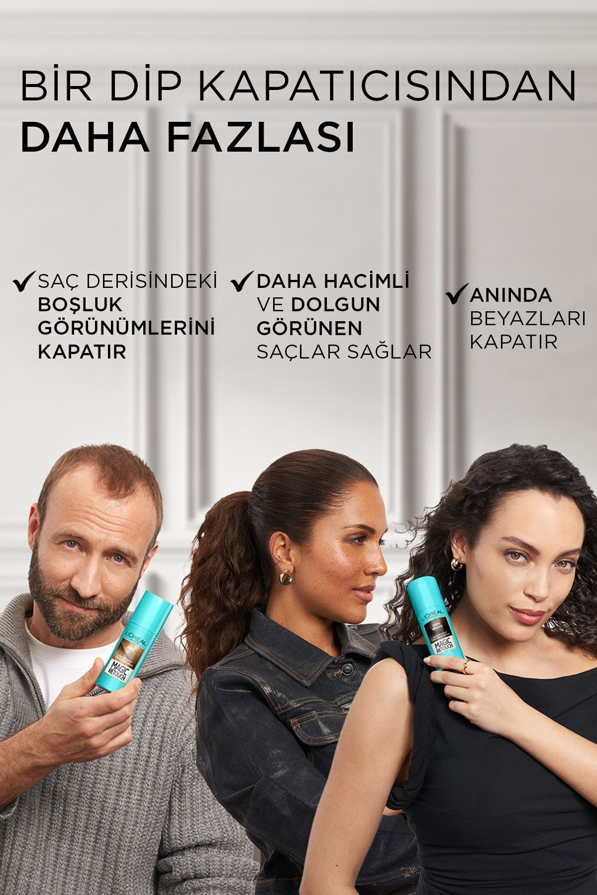 Magic Retouch Beyaz Saçlar İçin Kapatıcı Kahverengi Saç Spreyi 75 Ml