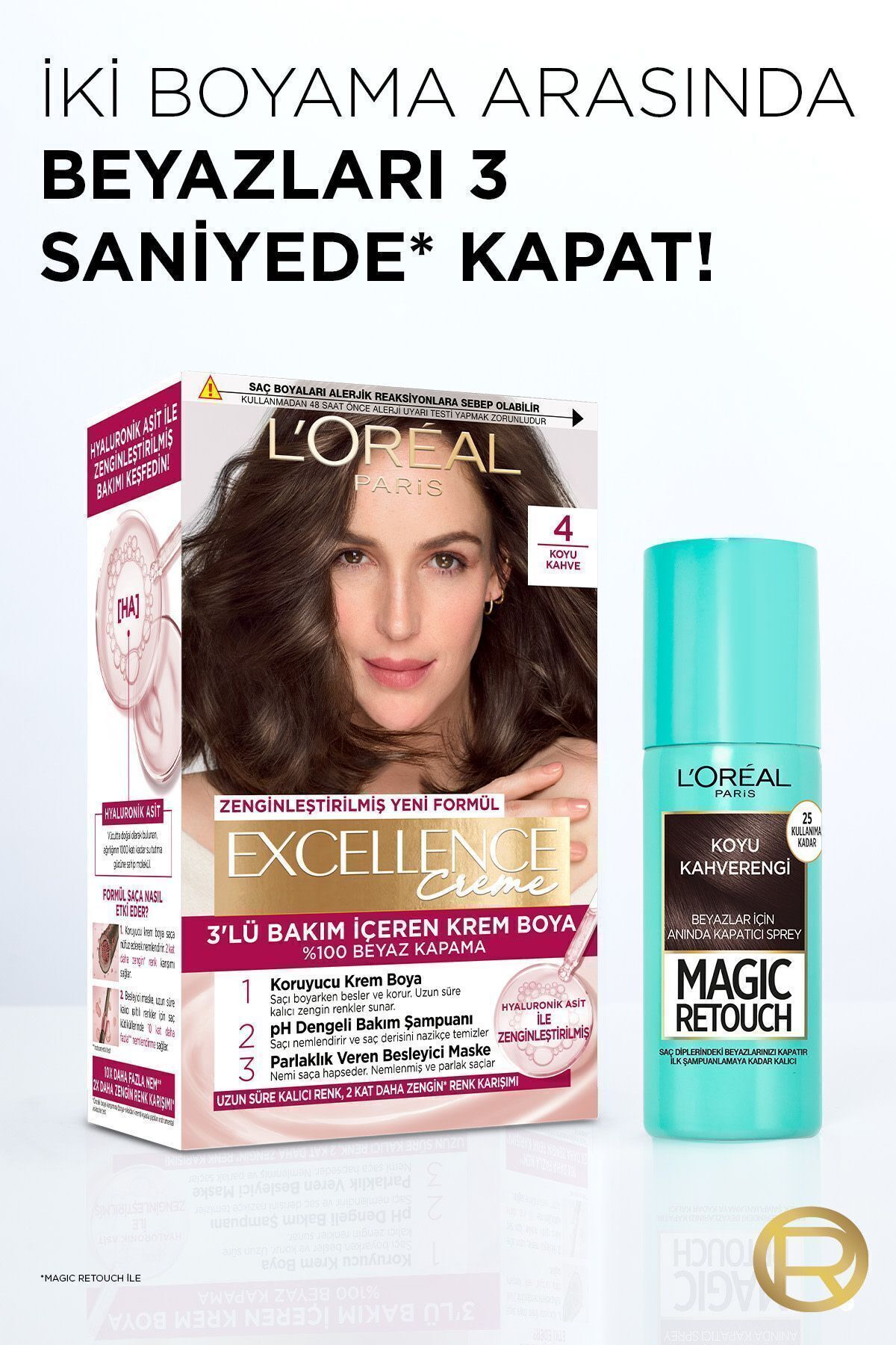 Magic Retouch Beyaz Saçlar İçin Kapatıcı Kahverengi Saç Spreyi 75 Ml