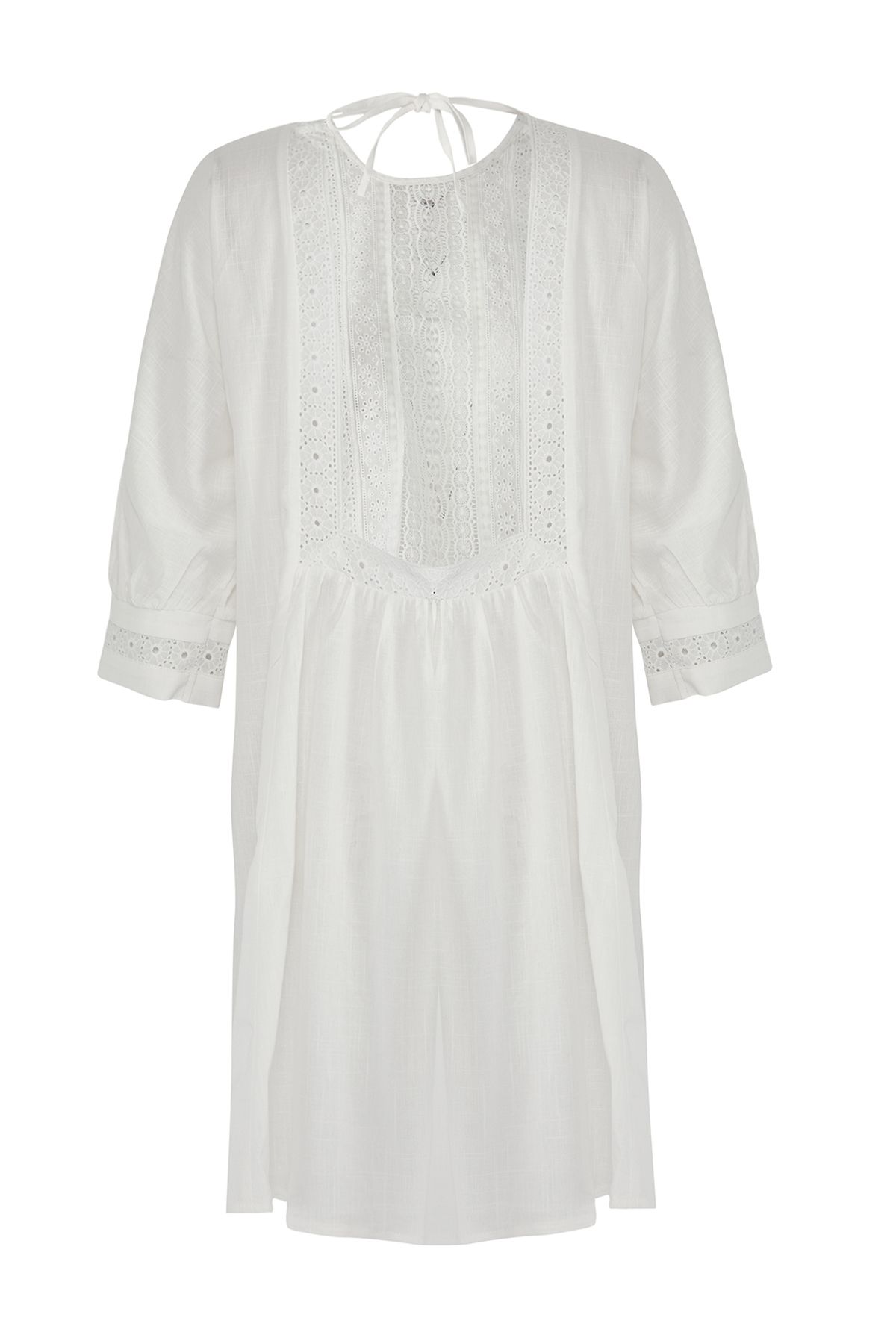 Trendyol Collection-Rochie albă*001 simplă, obișnuită, țesută midi din dantelă, 100% bumbac 8