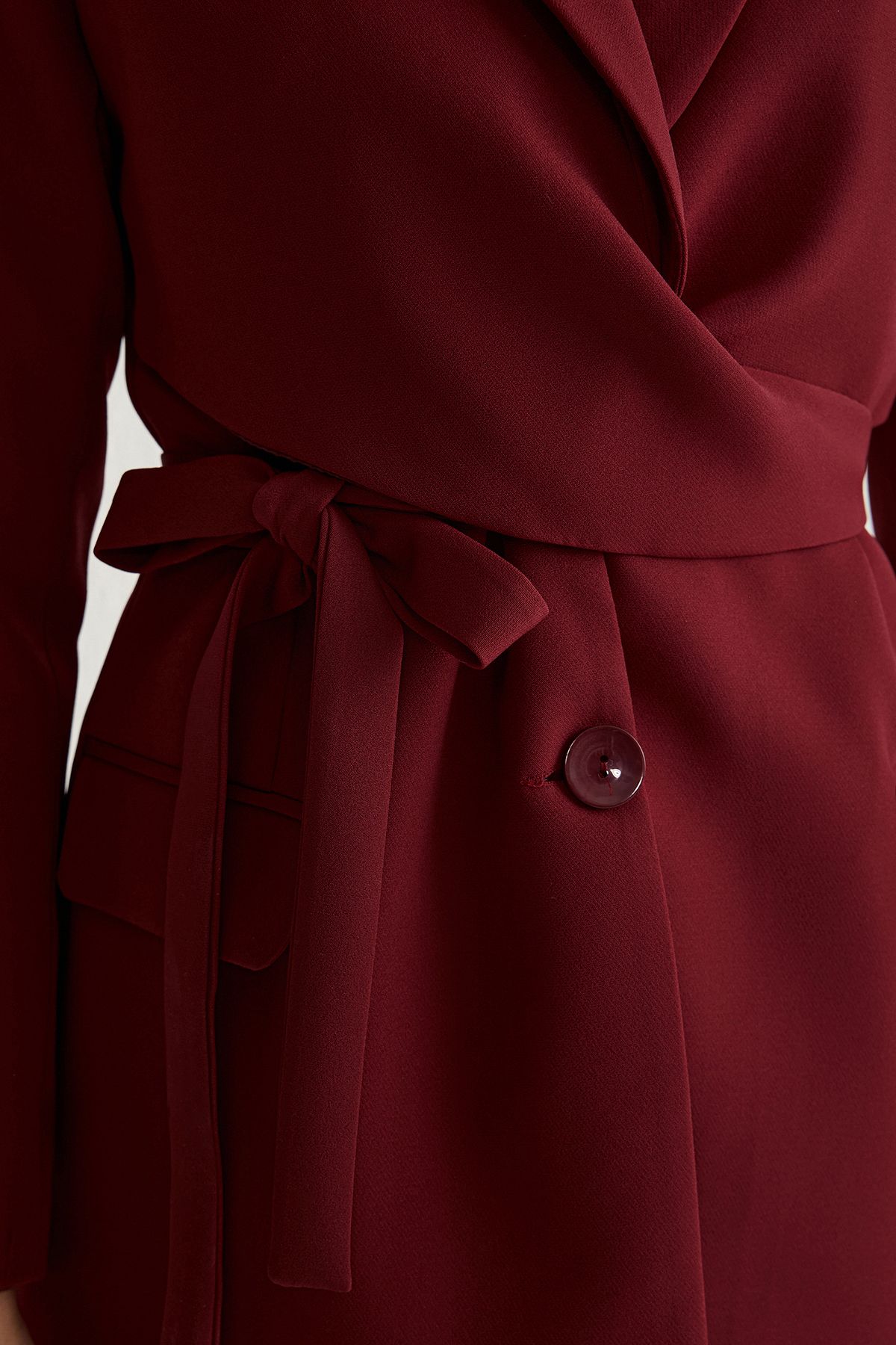 Trendyol Collection-Zweireihige, kastanienbraune Blazerjacke mit Gürtel – gefüttert, gewebt, TWOAW21CE0320 4