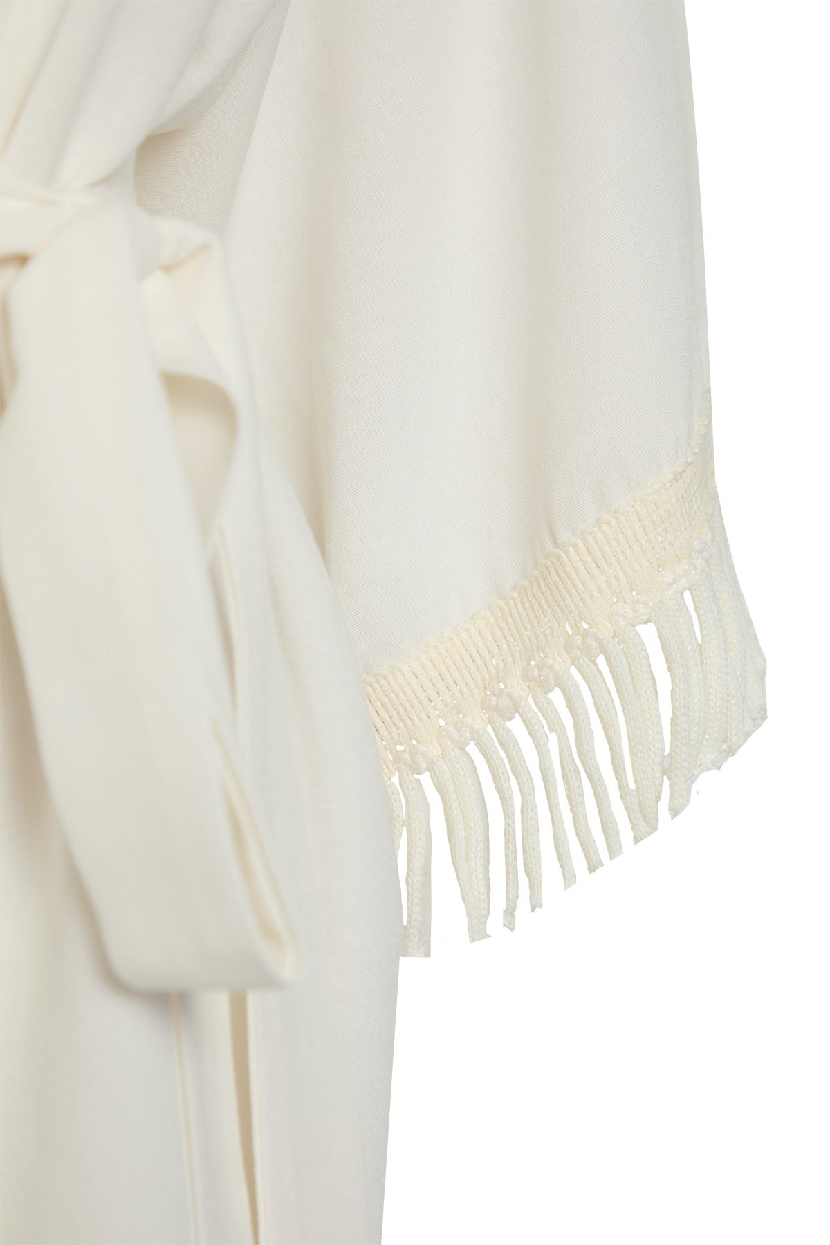 Trendyol Collection-Ecru*001 Plain Short Woven 100% Other Fibers Kimono&Kaftan 6