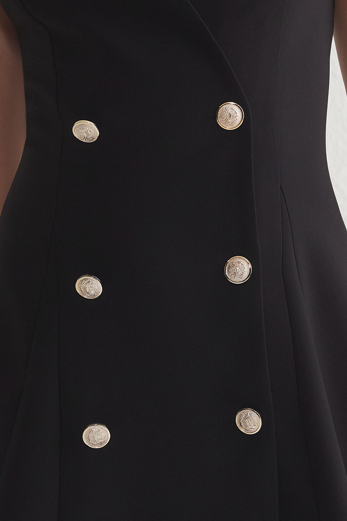 Trendyolmilla  Siyah Düğmeli Mini Dokuma Ceket Elbise TWOSS25EL00117 - Görsel 4