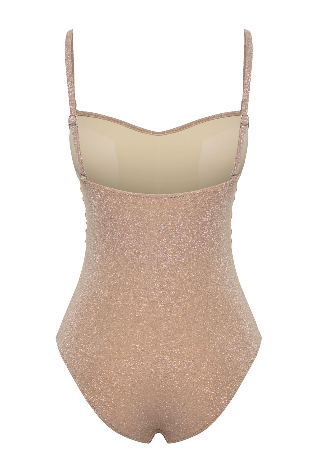 Trendyol Collection-Mink*St Plain Strapless Draped Strap Swimsuit 6