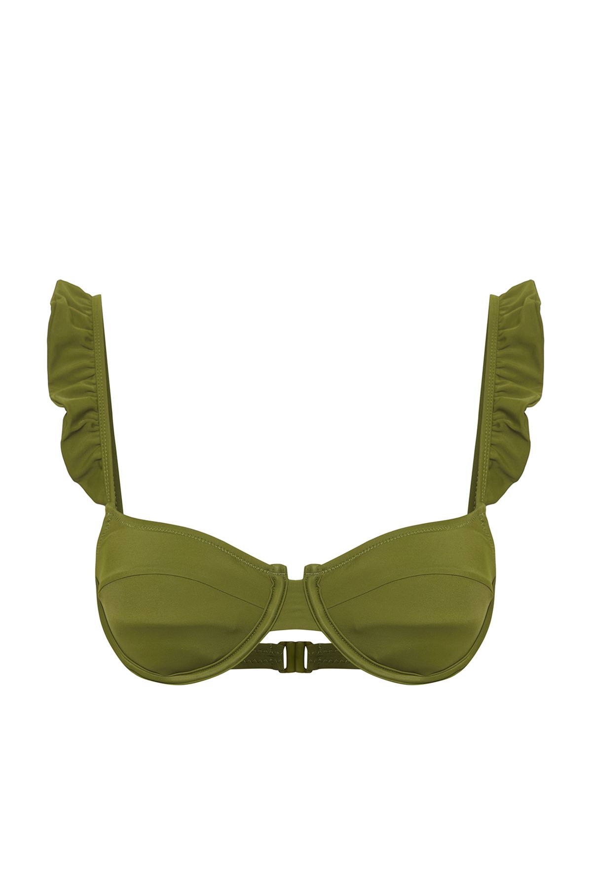 Trendyol Collection-Khaki Balconette Bikini Top - Ruffles Tbess25Bu00024 5