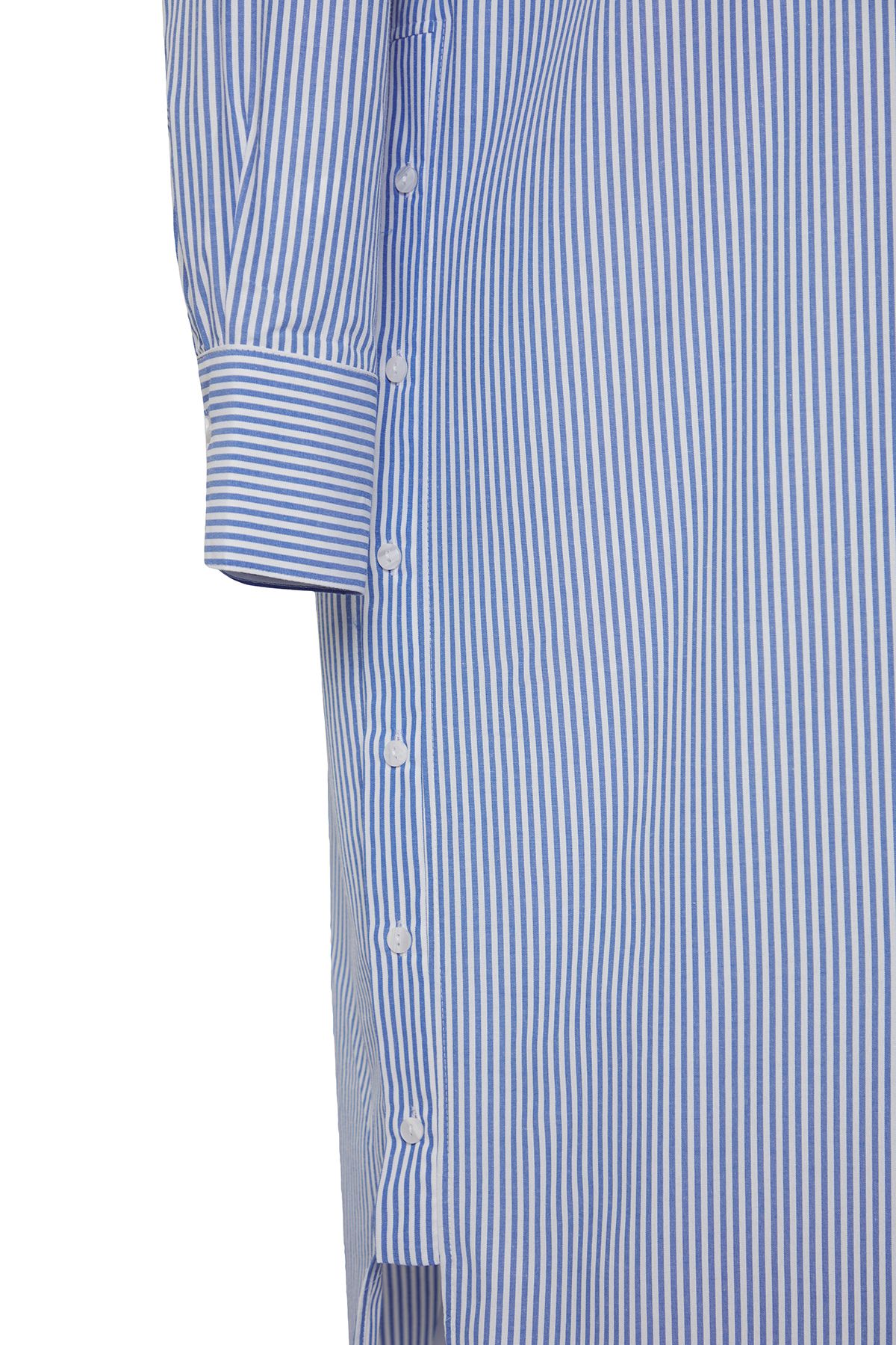 Trendyol Collection-Modro-vícebarevné šaty v hladkém střihu Maxi tkaný proužek 49 % Polyester, 48 % Bavlna, 3 % Elastan 7