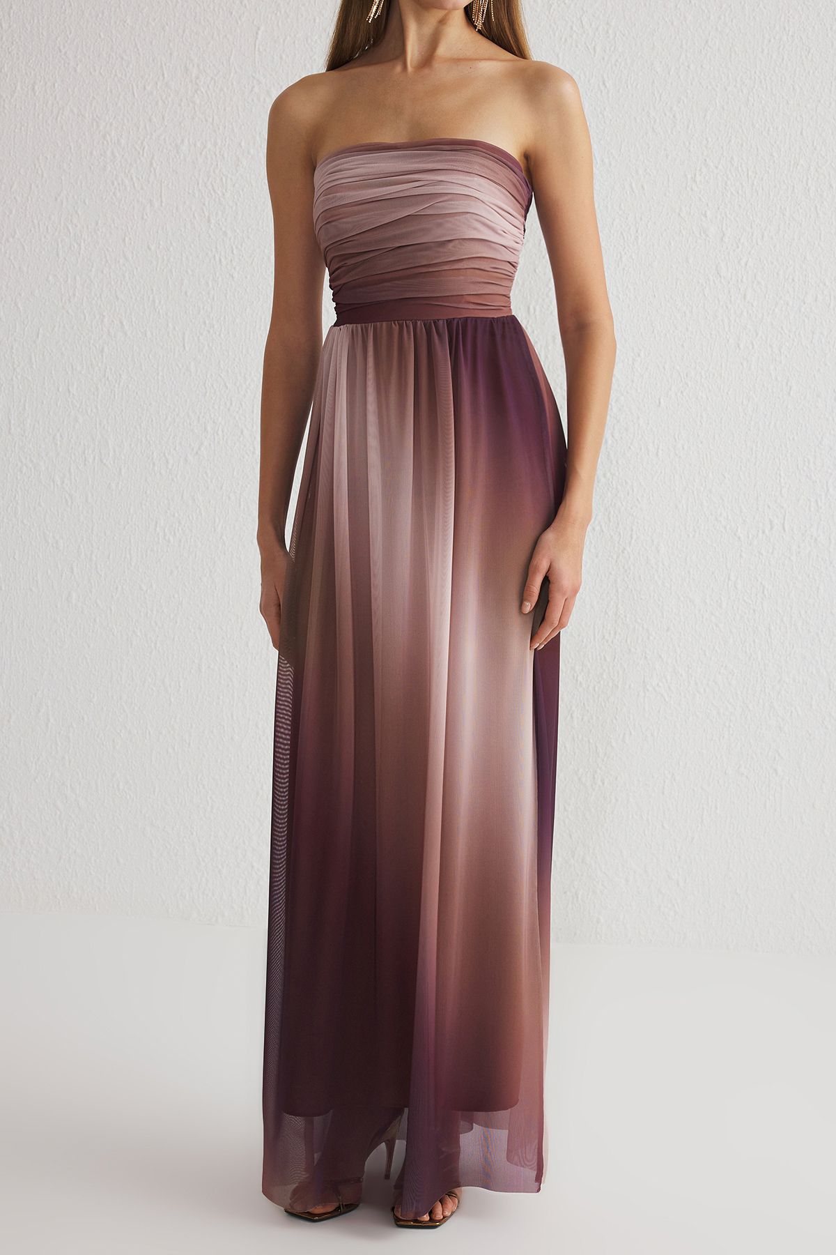 Trendyol Collection-Mehrfarbiges A-Linien-Abendkleid mit Bügelform und Tüll-Strickkleid 3