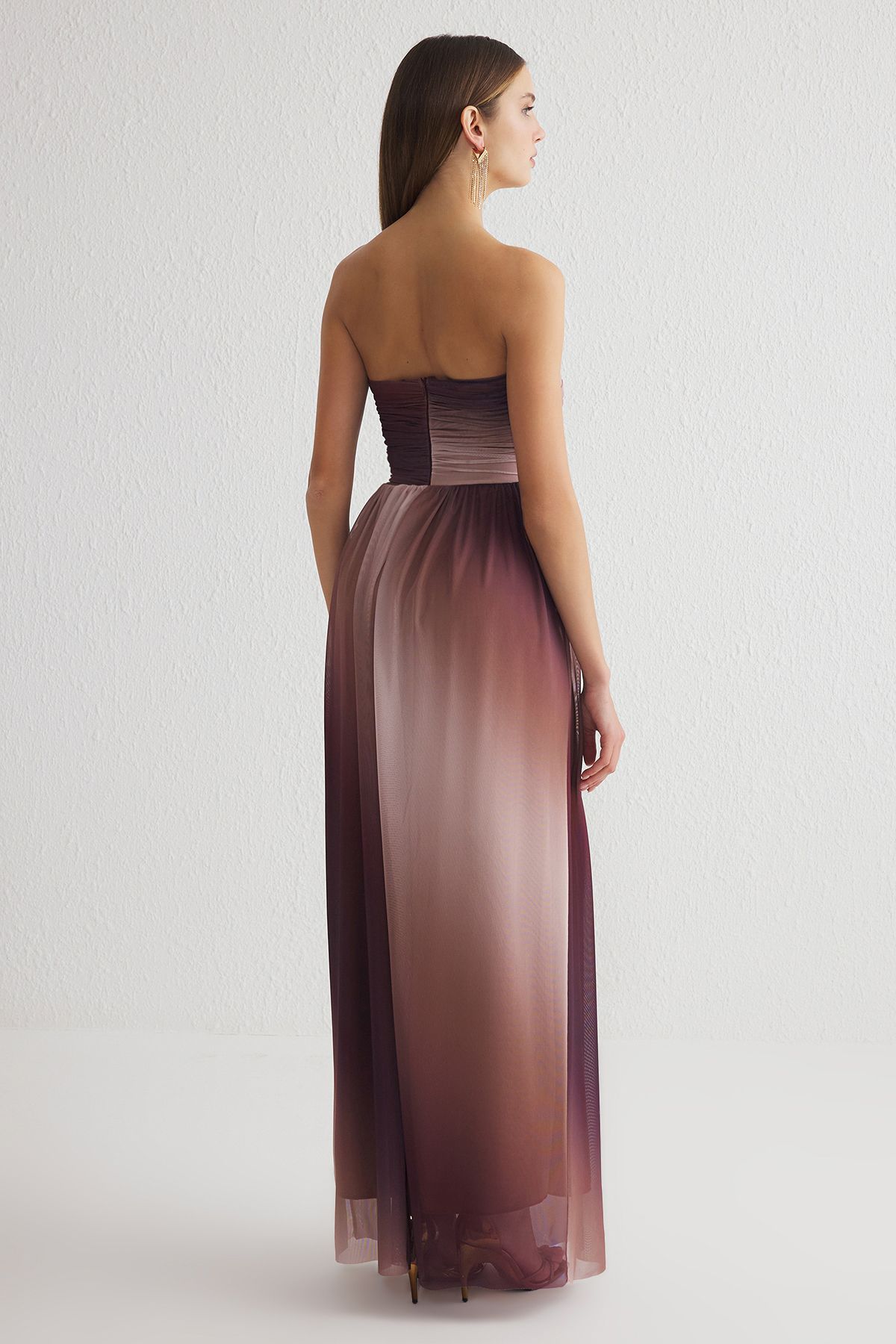 Trendyol Collection-Mehrfarbiges A-Linien-Abendkleid mit Bügelform und Tüll-Strickkleid 5