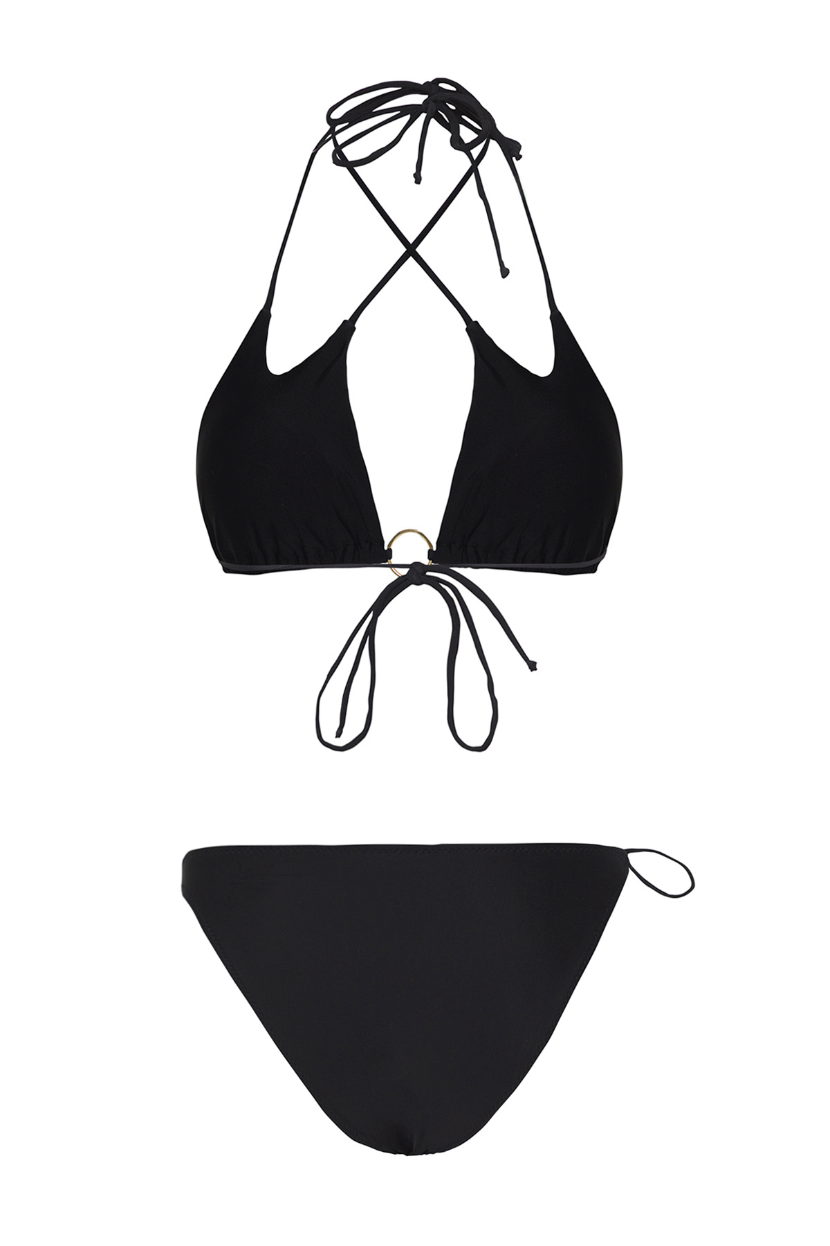 Trendyol Collection-Schwarzes, dreieckiges, ausgehöhltes/fensterförmiges, reguläres Bikini-Set mit Zubehör TBESS25BT00011 6
