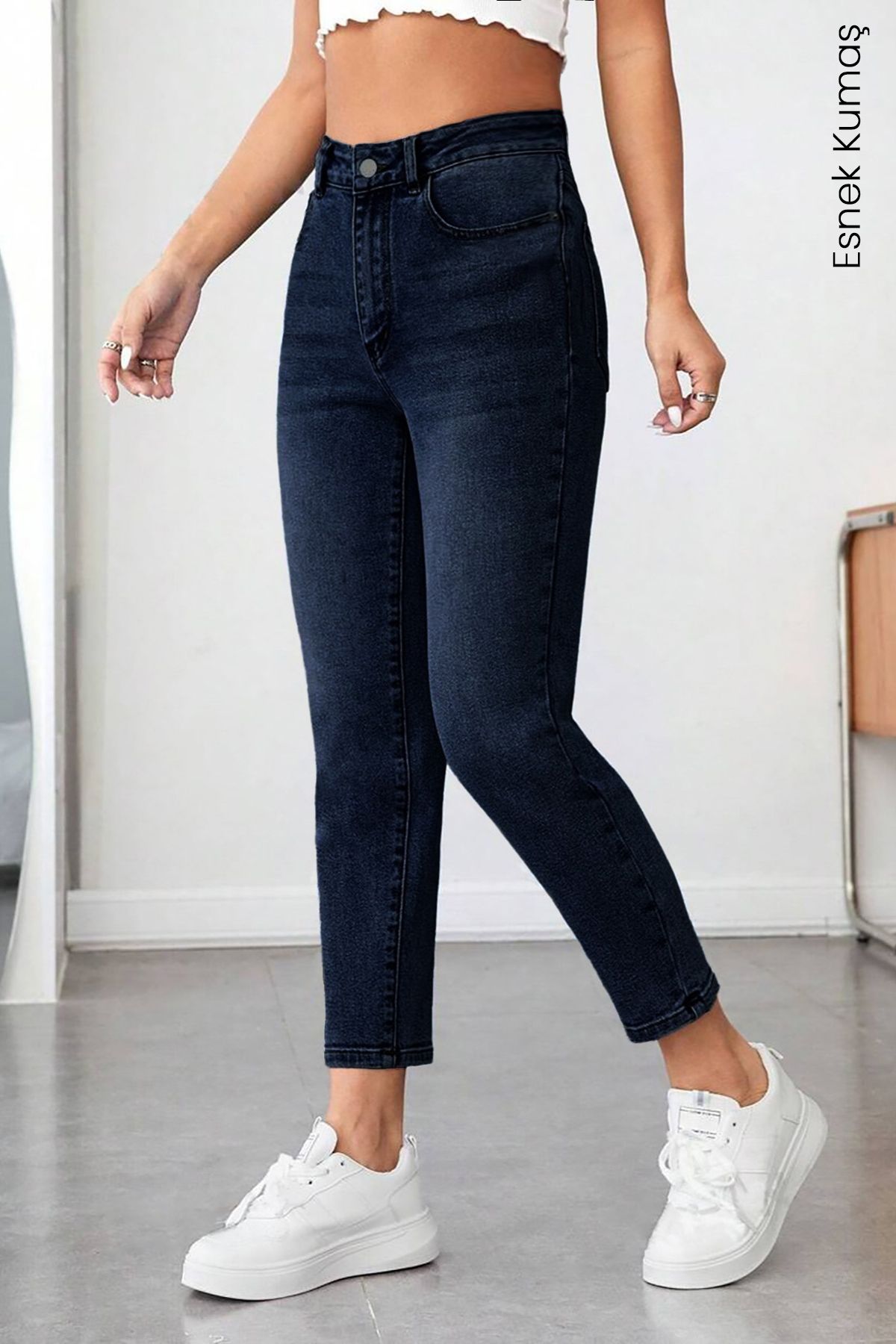 CEDY DENIM Mom Fit Jean Waist Boyfriend C5 شلوار جین زنانه آبی سرمه ای C599