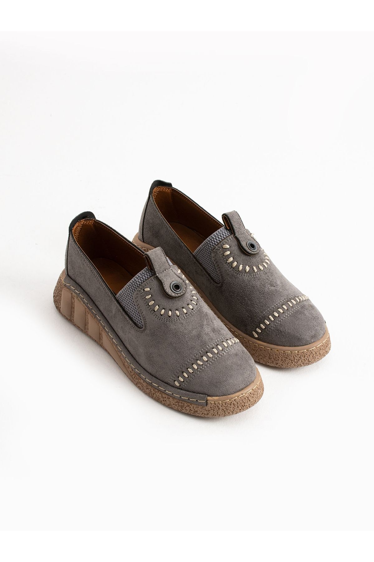 Alemdar Shoes-Loafer pentru femei ORBIT din piele intoarsa gri 4
