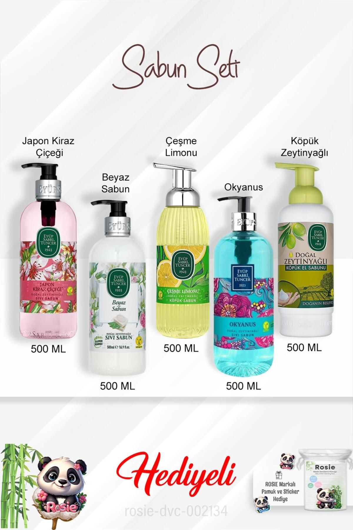 اوشن، لیمو چشمه، شکوفه گیلاس ژاپنی، صابون سفید، روغن زیتون 500 میلی لیتر و رزی Eyüp Sabri Tuncer