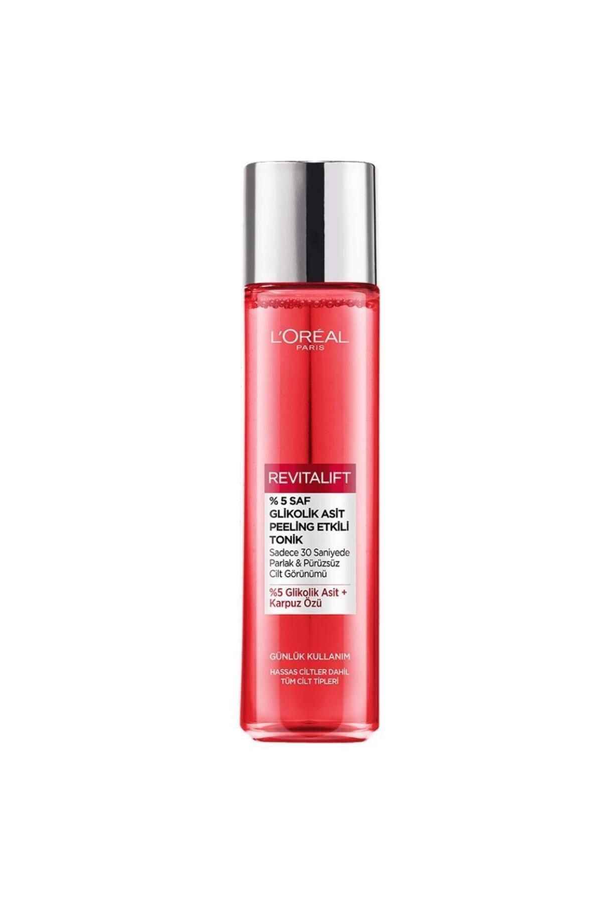 L'Oreal Paris Revitalift Parlak&pürüzsüz, Koyu Leke Karşıtı Peeling Etkili Tonik, %5 Saf Glikolik Asit 180 ml