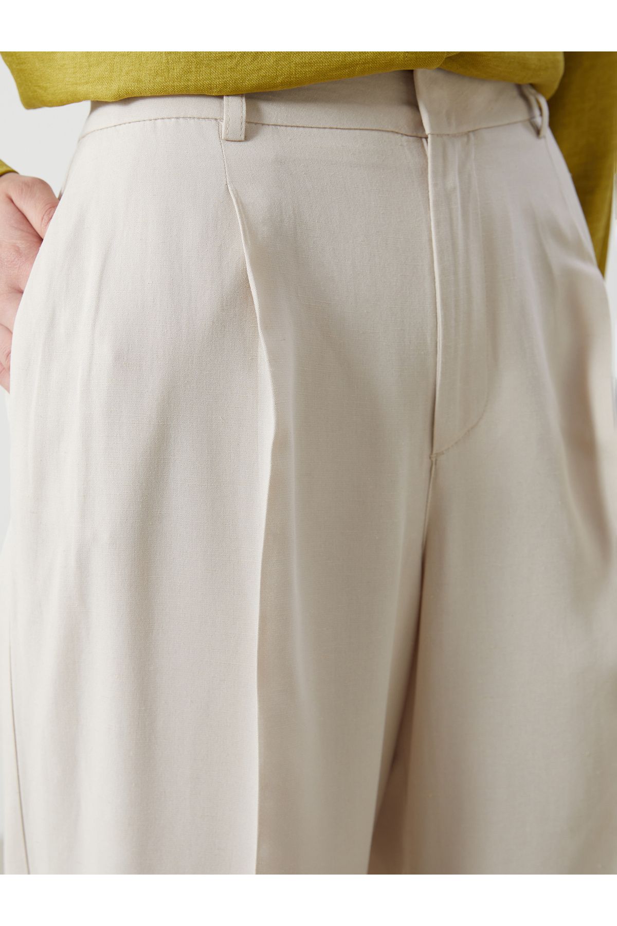 LC Waikiki-Pantaloni de damă în amestec de in cu talie elastică 3
