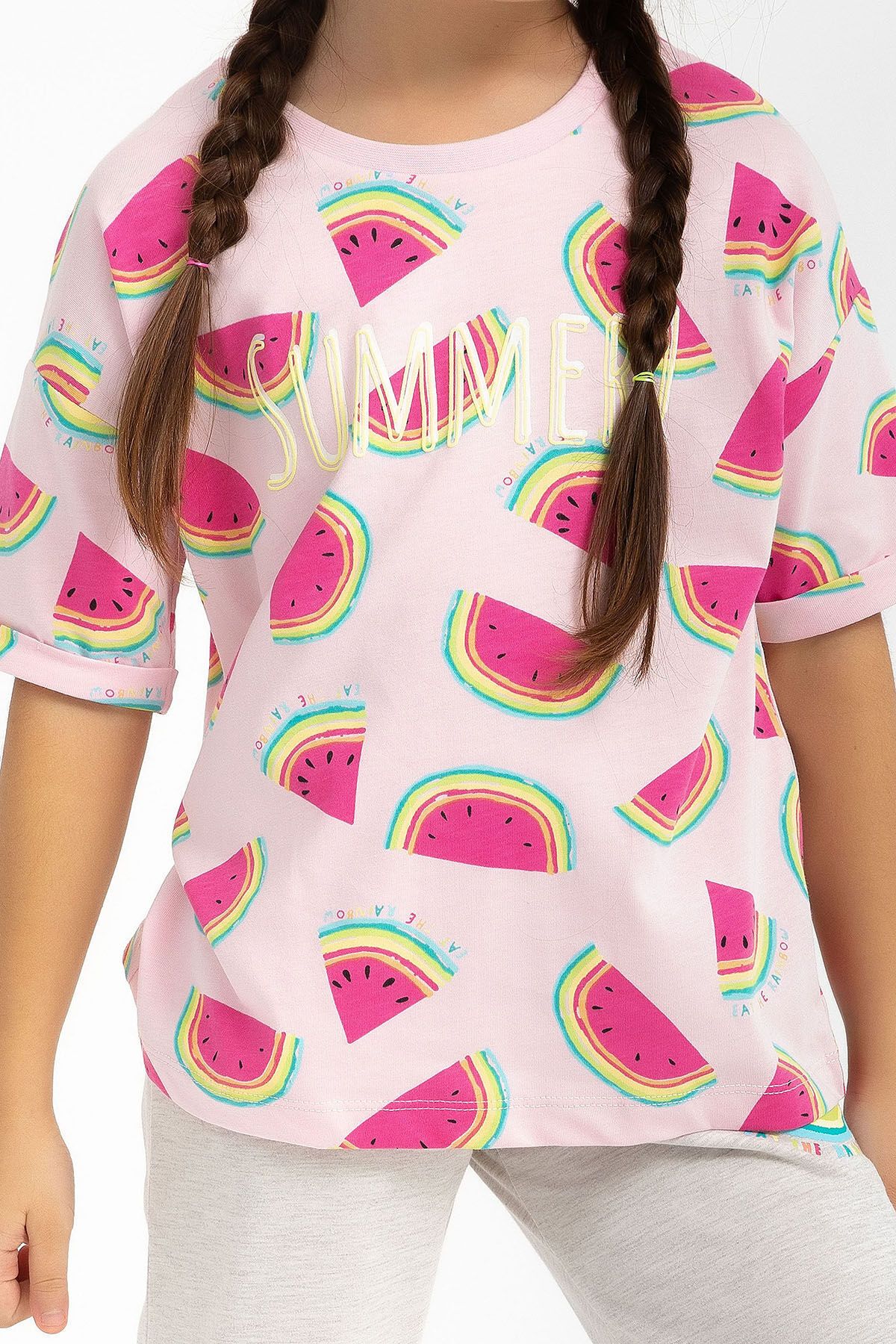 Rolypoly-Watermelan Light Pink Girls' Capri Suit 3