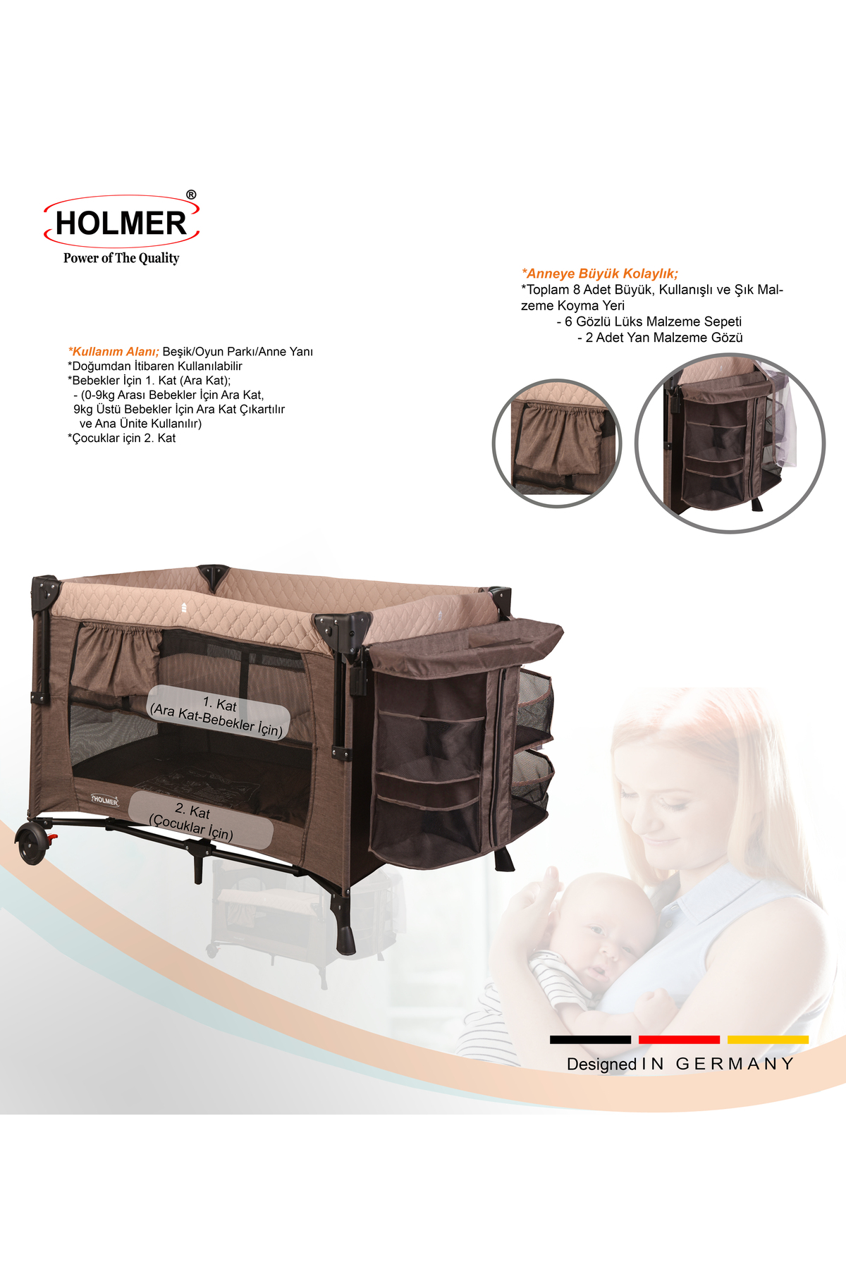 Holmer Coolstyle (anne Yanı/park Yatak) Multi Pro Oyun Parkı/anne Yanı/beşik Bej fotoğrafı 4 (önizleme)