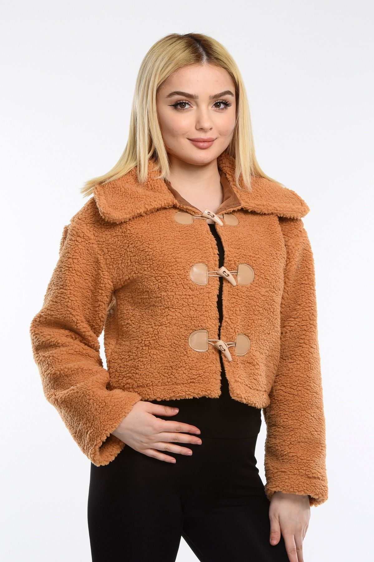 NEWC-Short Plush Jacket with Button Front 1