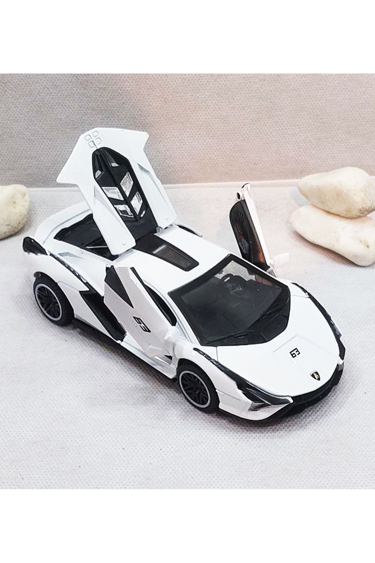 farddad Lamborghini Sian | Sesli Işıklı - Kapıları Açılan - Çek Bırak Model Araba | 1:24 - 16 Cm