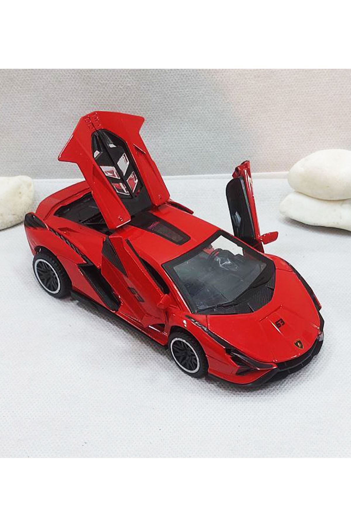 farddad Lamborghini Sian | Sesli Işıklı - Kapıları Açılan - Çek Bırak Model Araba | 1:24 - 16 Cm