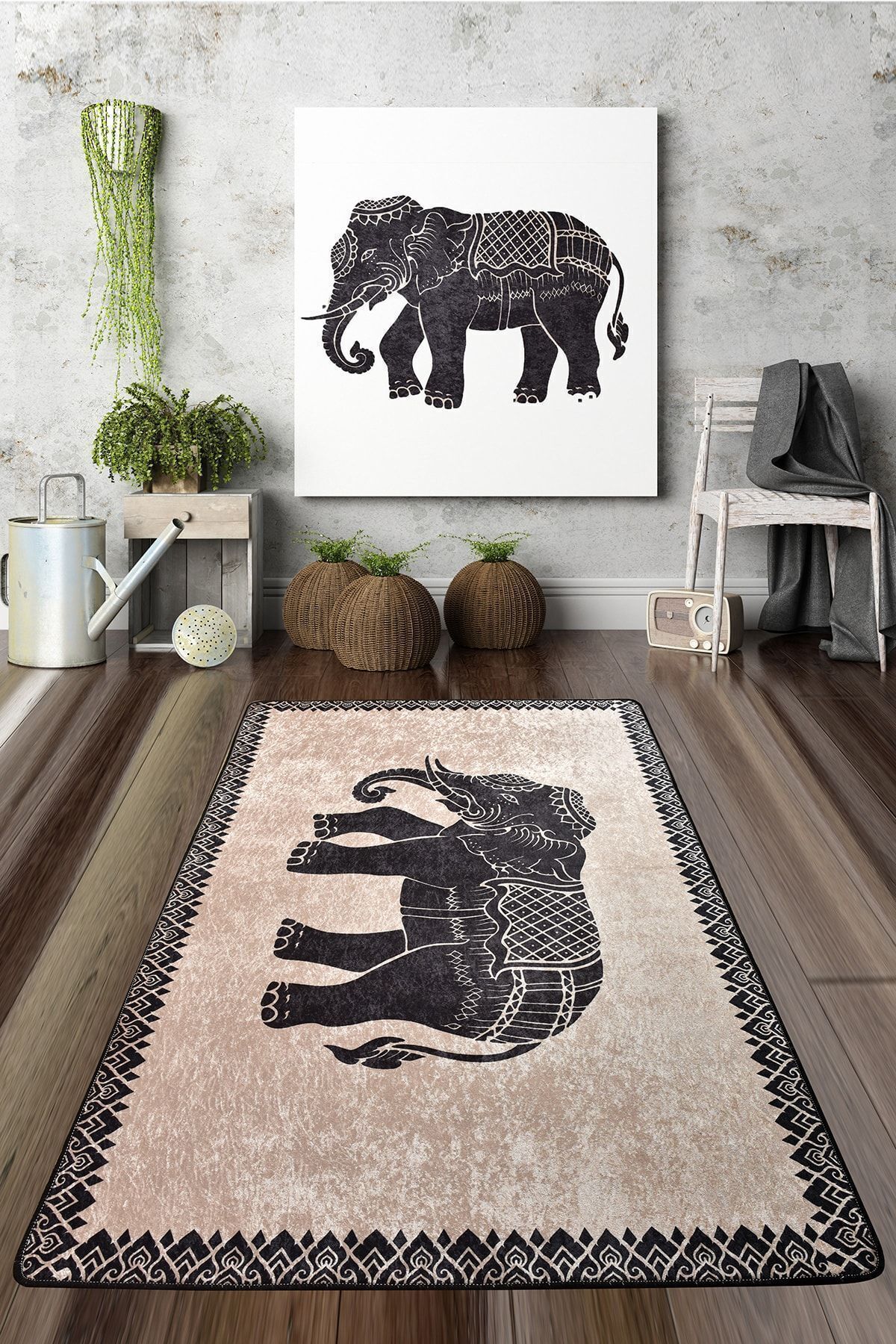 Iromica Home Elefante Nero Djt Dekoratif, Koridor Halı Modelleri