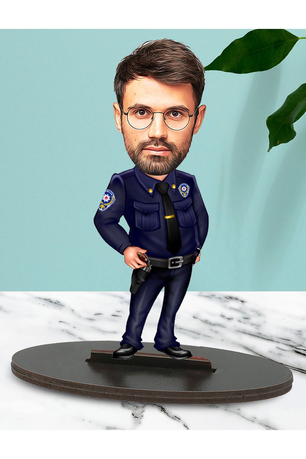 Fotomcity Kişiye Özel Fotoğraflı Polis Tasarımlı Karikatür Biblo