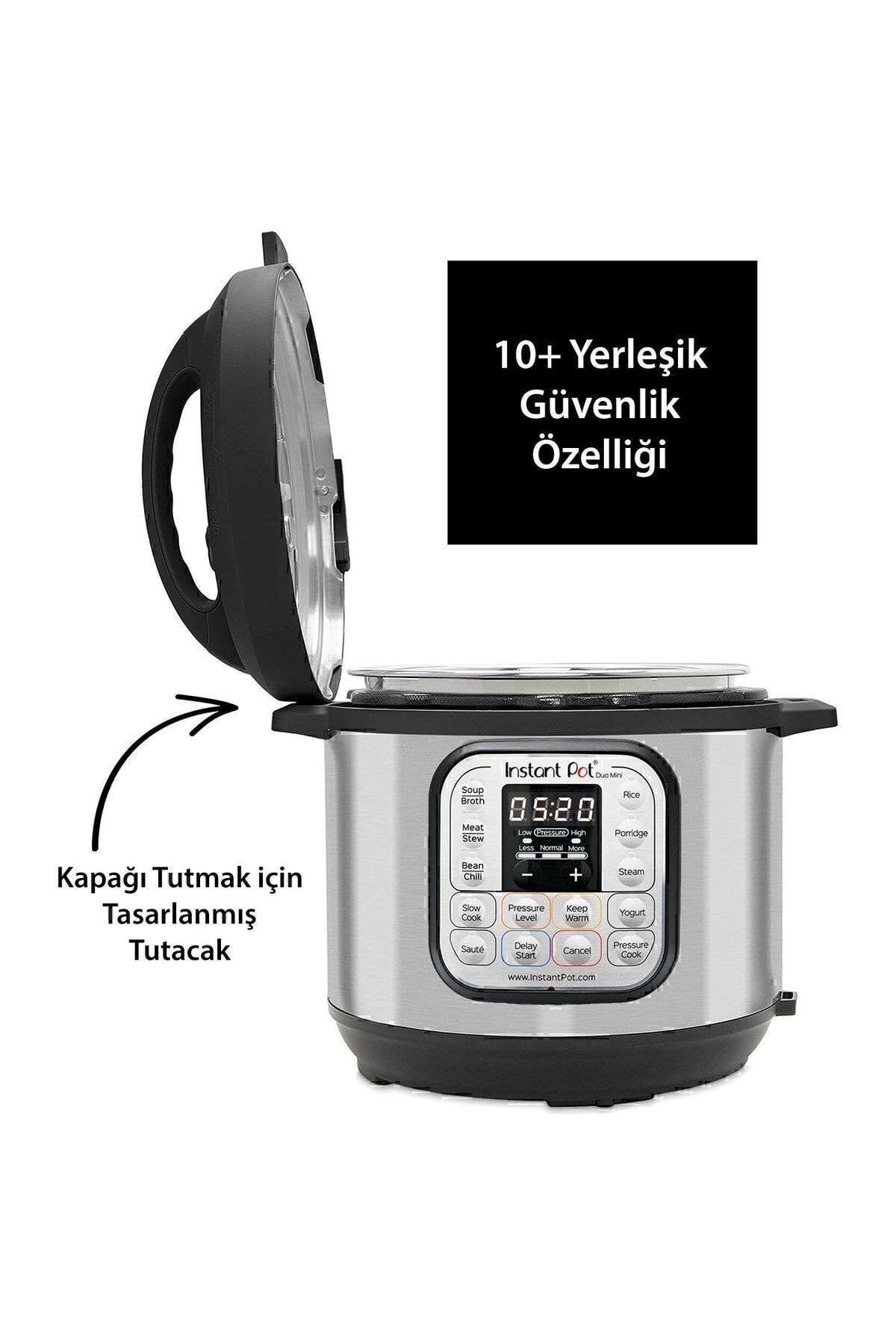 Instant Pot Instant Duo Mini 7'si 1 Arada 3 L Paslanmaz Çelik Tencereli Buharlı Pişirici, Yoğurt Makinası fotoğrafı 3 (önizleme)